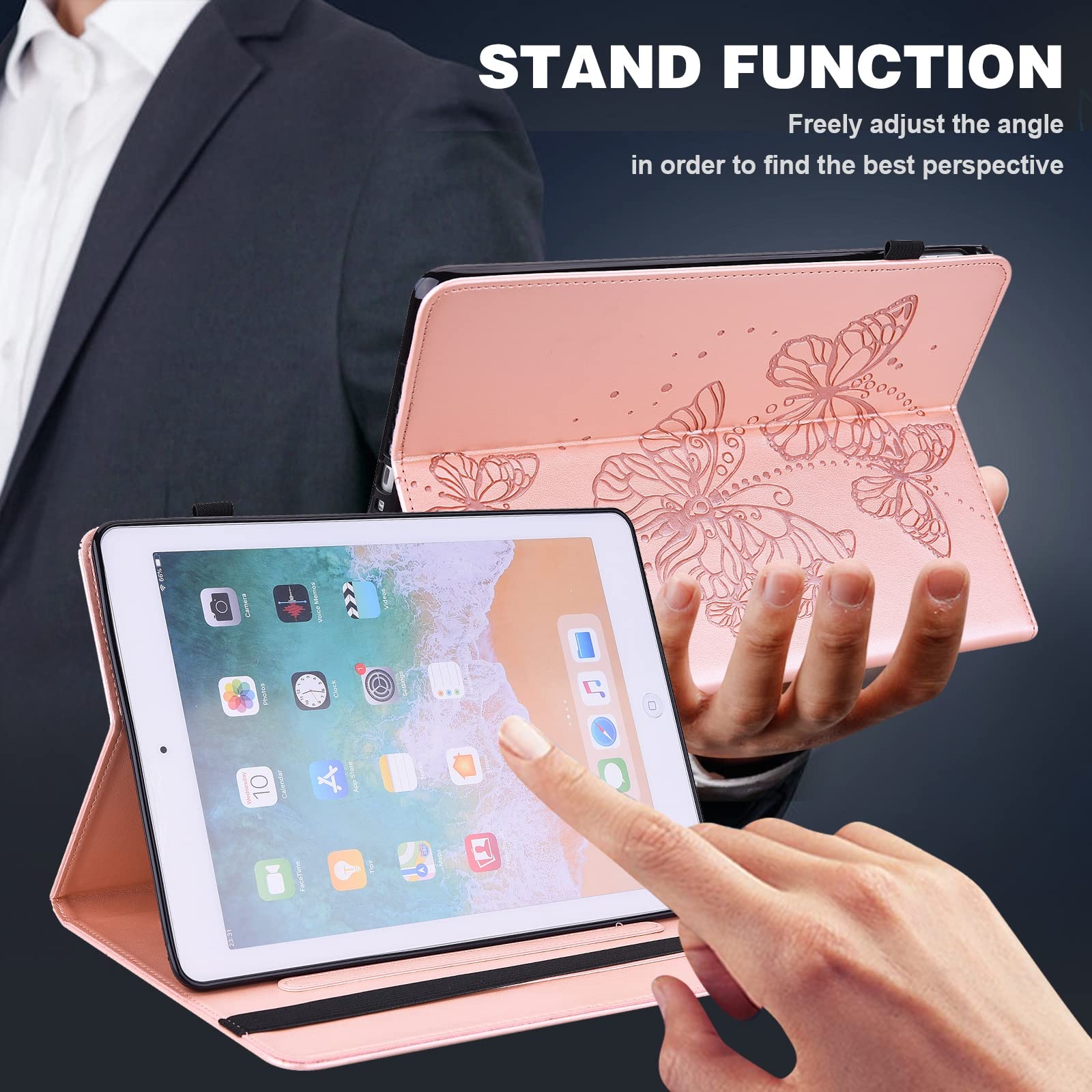 Premium Leather Tablet Case for Xiaomi Pad 6 with Embossed Butterfly Design - Slim Protective Cover for Work, Travel & Home Use