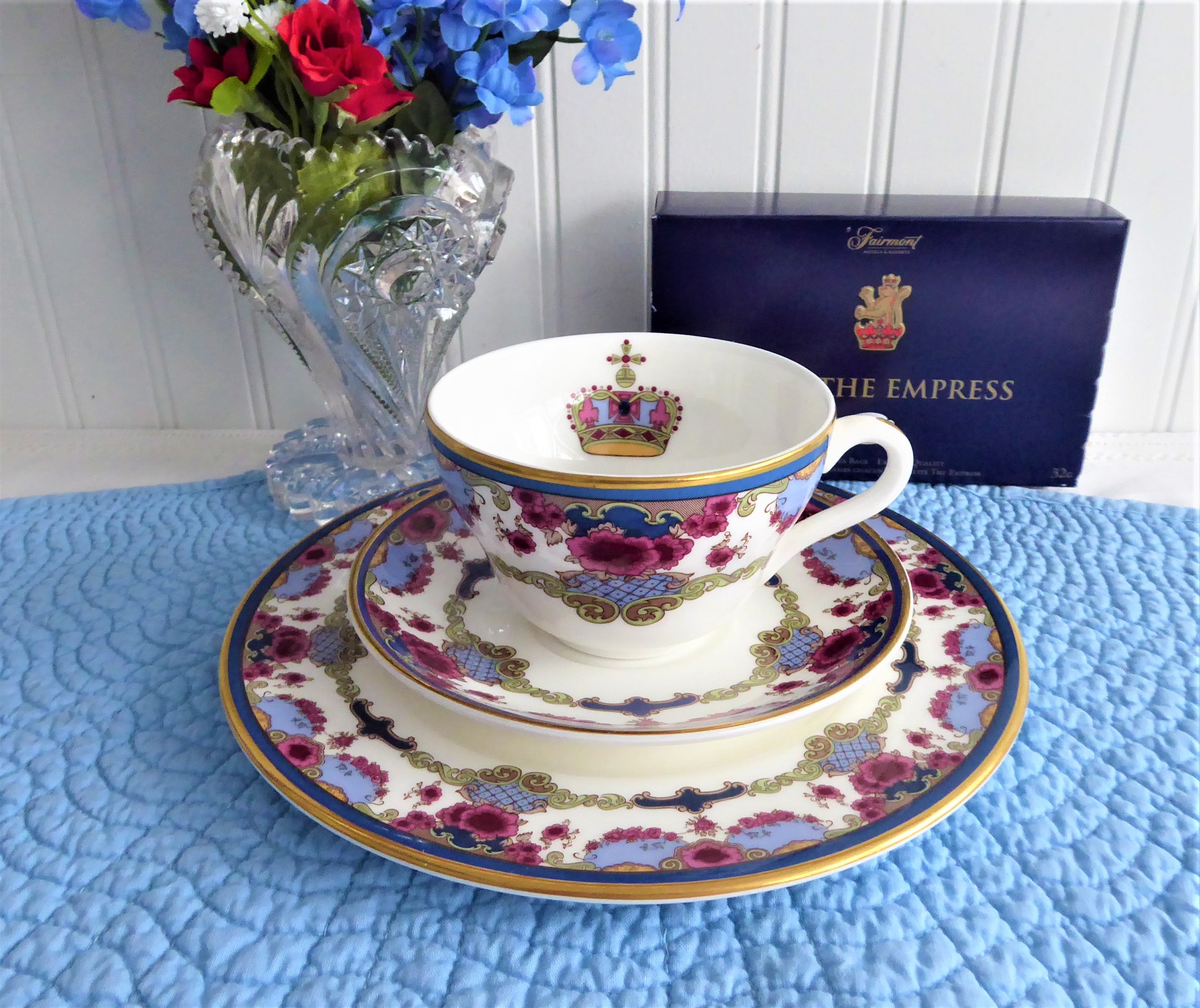 Vintage Fairmont Empress Teacup Trio Set - Royal Doulton Bone China (1970s) - British Royalty Collection - Perfect for Afternoon Tea, Bridal Showers & Victorian-Themed Parties
