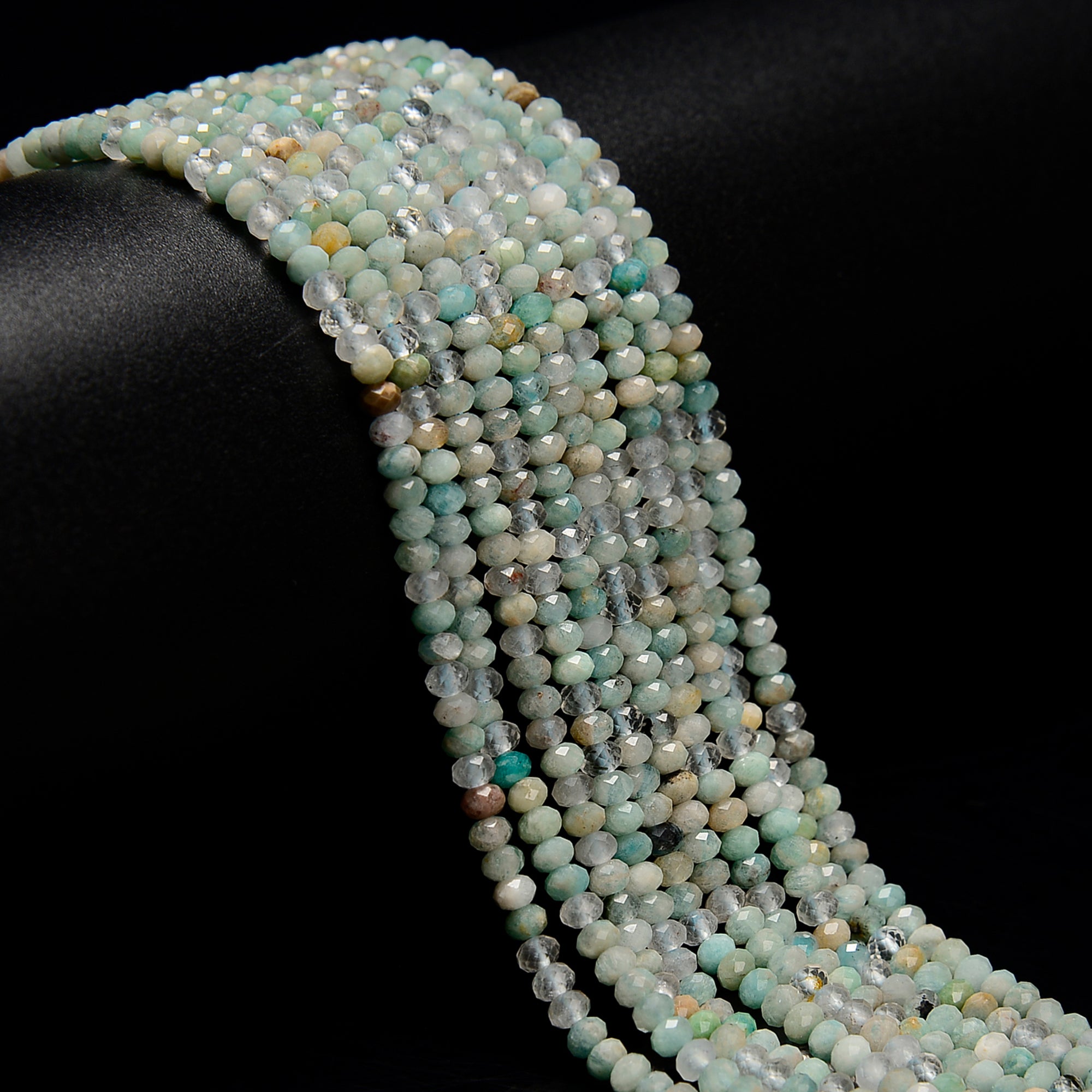 Amazonite Faceted Rondelle Beads 2x3mm & 3x4mm - 15.5 Inch Strand for Jewelry Making, DIY Bracelets & Necklaces - Healing Crystal Beads for Stress Relief & Positive Energy