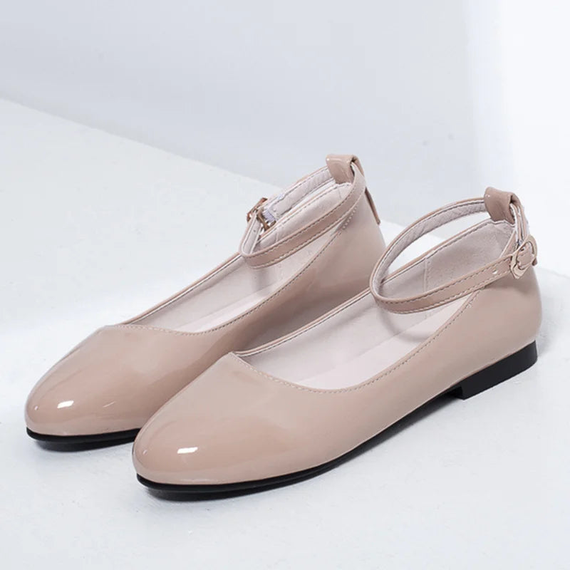 Spring Women's Flat Loafers - Casual Elegant Shoes with Ankle Straps | Red, Pink & White Footwear | Perfect for Daily Wear, Office & Dance Parties | Comfortable Slip-On Shoes for Women