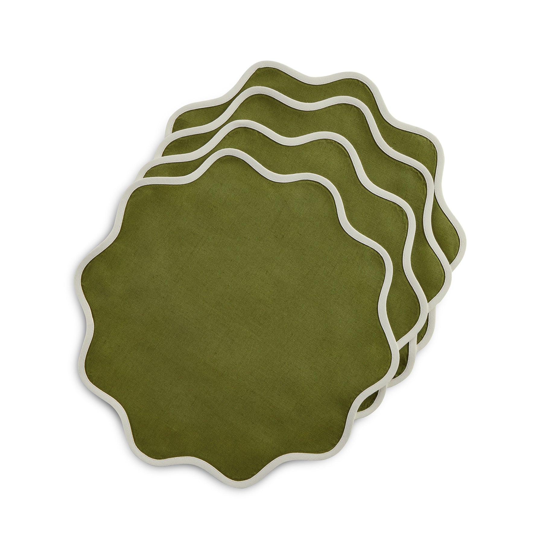 Giselle Scallop Edge Placemats Set of 4 - Elegant Round Table Mats for Dining, Kitchen, Party & Home Decor