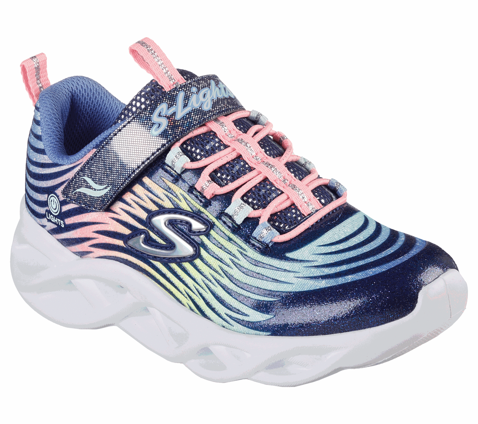 Skechers Kids' Navy Multi Mystic Bliss Twisty Brights Sneakers - Lightweight Comfortable Shoes for Boys & Girls - Perfect for School, Play & Everyday Wear