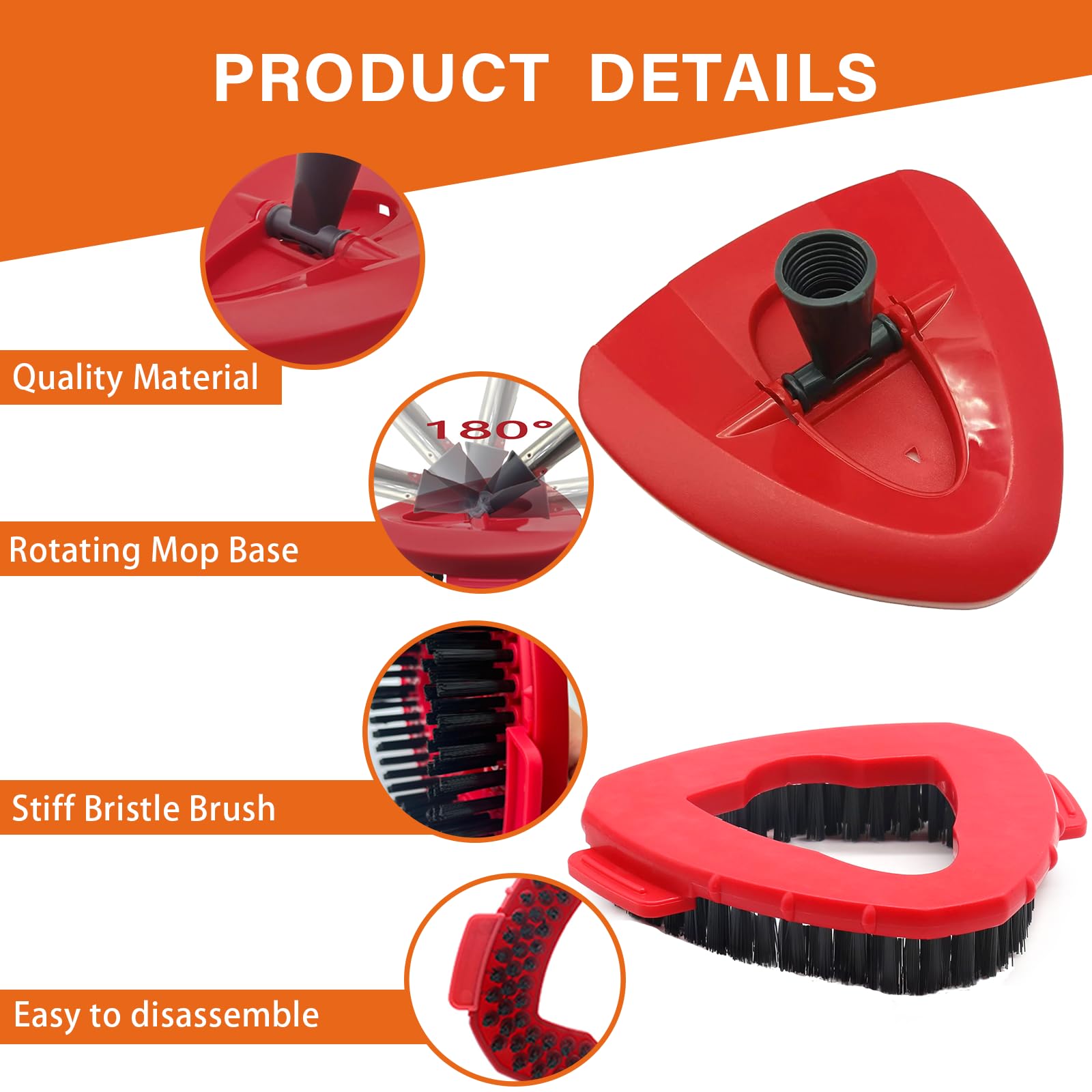 O Cedar Spin Mop Replacement Head with Scrub Brush - Compatible with EasyWring 1 Tank System - Heavy Duty Mop Base & Scrubber Combo for Deep Cleaning - Perfect for Kitchen Floors, Bathroom Tiles, Deck & Shower Cleaning - Eliminates Tough Stains & Grime