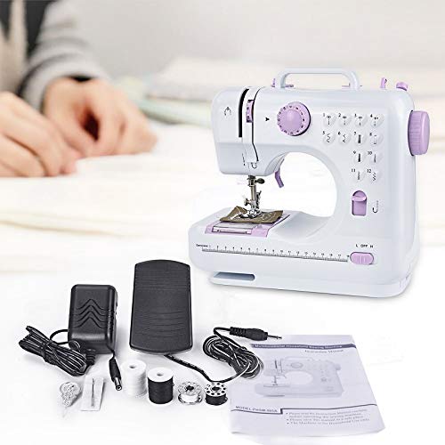Portable Electric Sewing Machine with Foot Pedal - 12 Stitch Patterns, 2 Speed Settings, Heavy Duty Mini Sewing Machine for Quilting, Embroidery, Overlock & Mending | Free-Arm Crafting, Household Use & DIY Projects