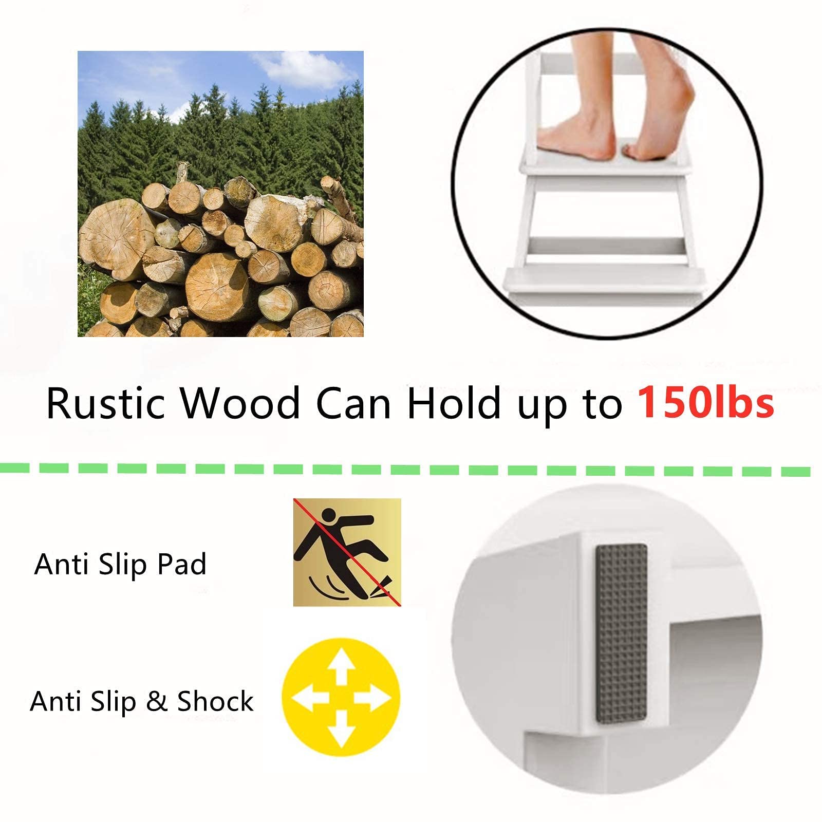 **Safe & Sturdy Kids Step Stool with Safety Rail - Adjustable Toddler Standing Stool for Kitchen, Bathroom & Learning Tower - Non-Slip White Step Stool for Toddlers & Children (Perfect for Cooking, Washing Hands & Reaching Counters)**
