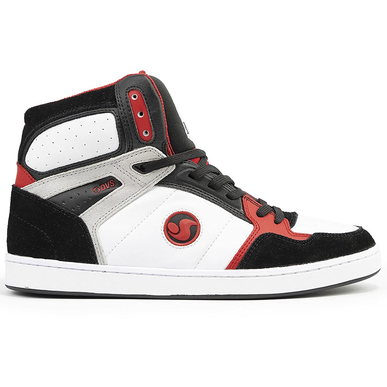 DVS Men's Honcho Hi Top Skateboarding Sneakers - White, Black & Red Colorway - Comfortable & Durable for Streetwear & Skateboarding