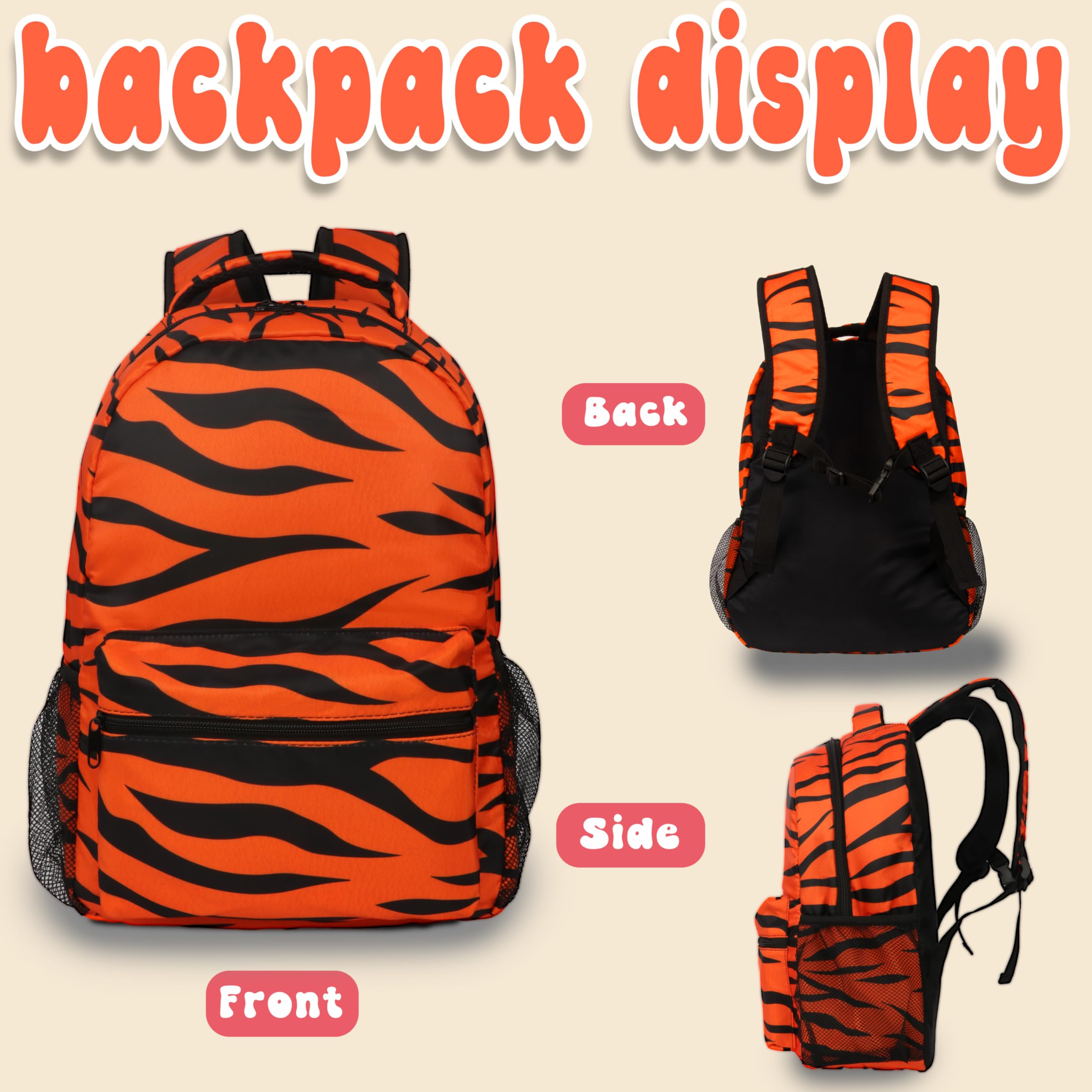 Cute Tiger Backpack for Kids - 17 Inch Cartoon Animal School Bookbag - Perfect for School, Travel & Outdoor Adventures