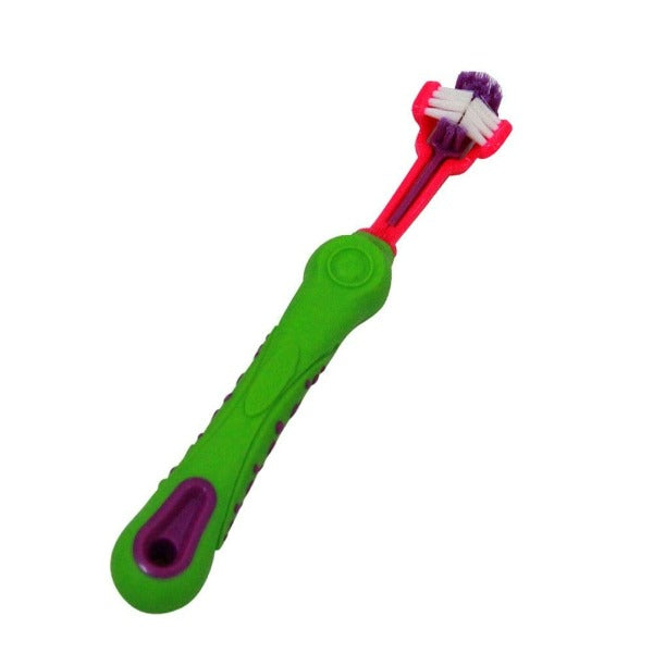 M PETS 3 Headed Toothbrush for Dogs - Triple Action Dental Care - Soft Bristles for Gentle Cleaning - Perfect for Small, Medium & Large Breeds - Use for Daily Oral Hygiene & Plaque Removal