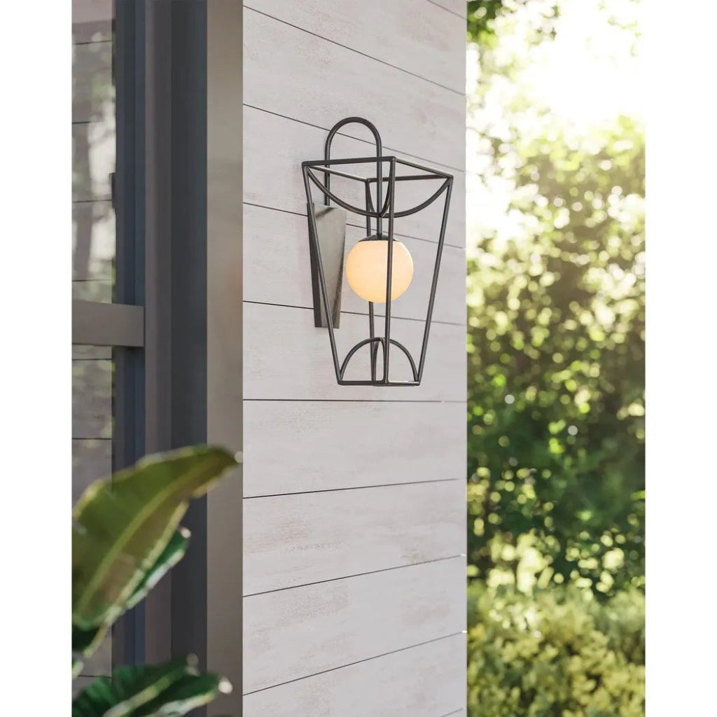 23.5 Inch Rochefort Black Metal and Glass Wall Sconce - Modern Lighting Fixture for Bedroom, Living Room, Hallway, and Entryway Decor