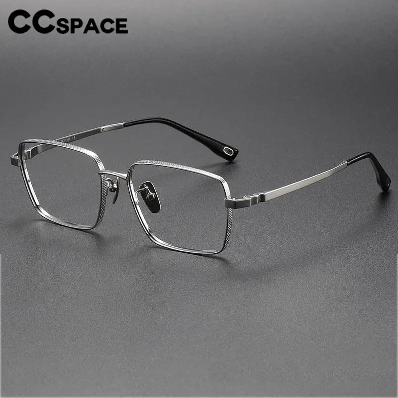 CCspace Men's Full Rim Square Titanium Eyeglasses Frame 57207 - Lightweight Durable Glasses for Work, Reading & Fashion