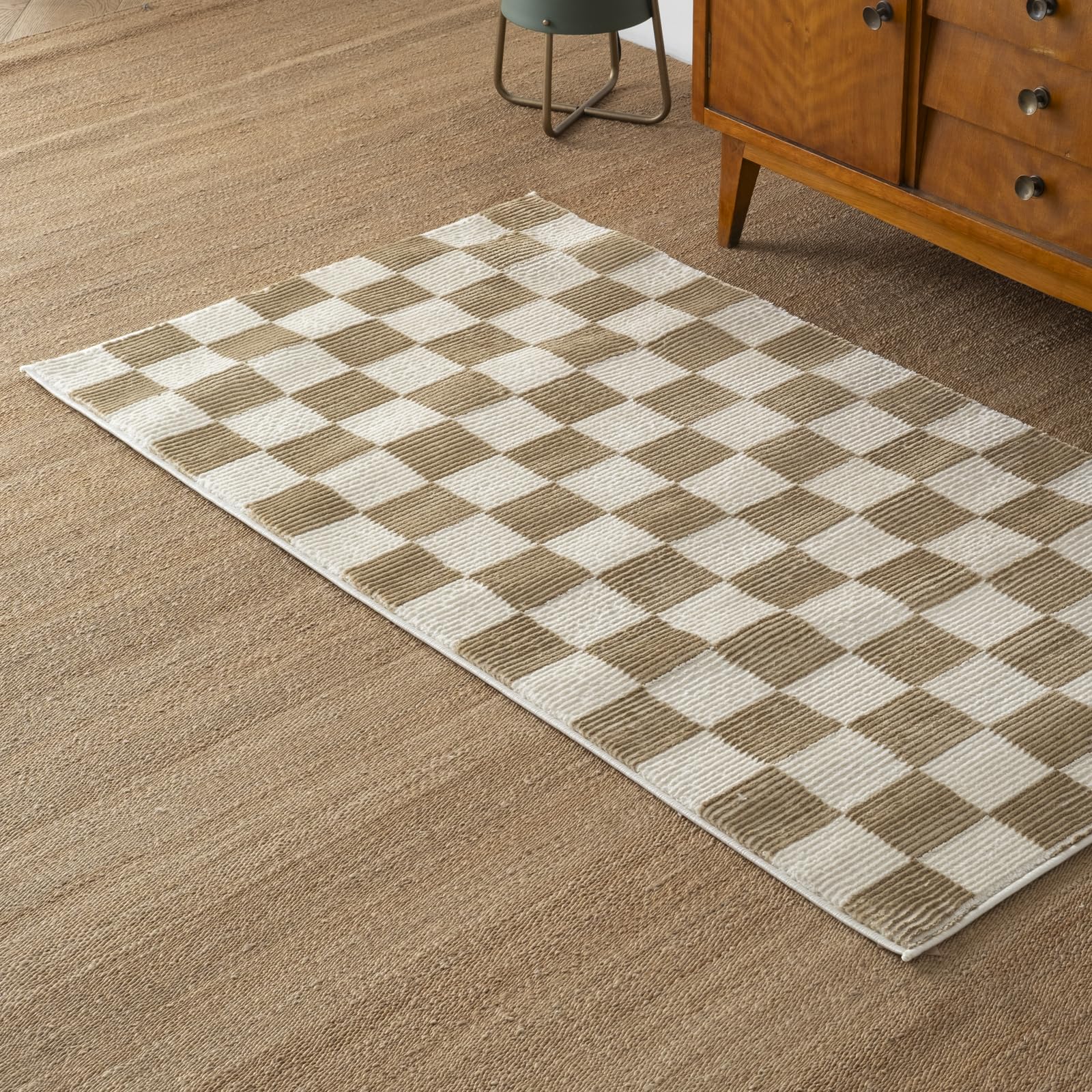 Gambit 3'x5' Machine Washable Area Rug - 100% Recycled Oeko-TEX Certified, Medium Pile, Camel Beige - Perfect for Kitchen, Bedroom, Living Room & Entryway
