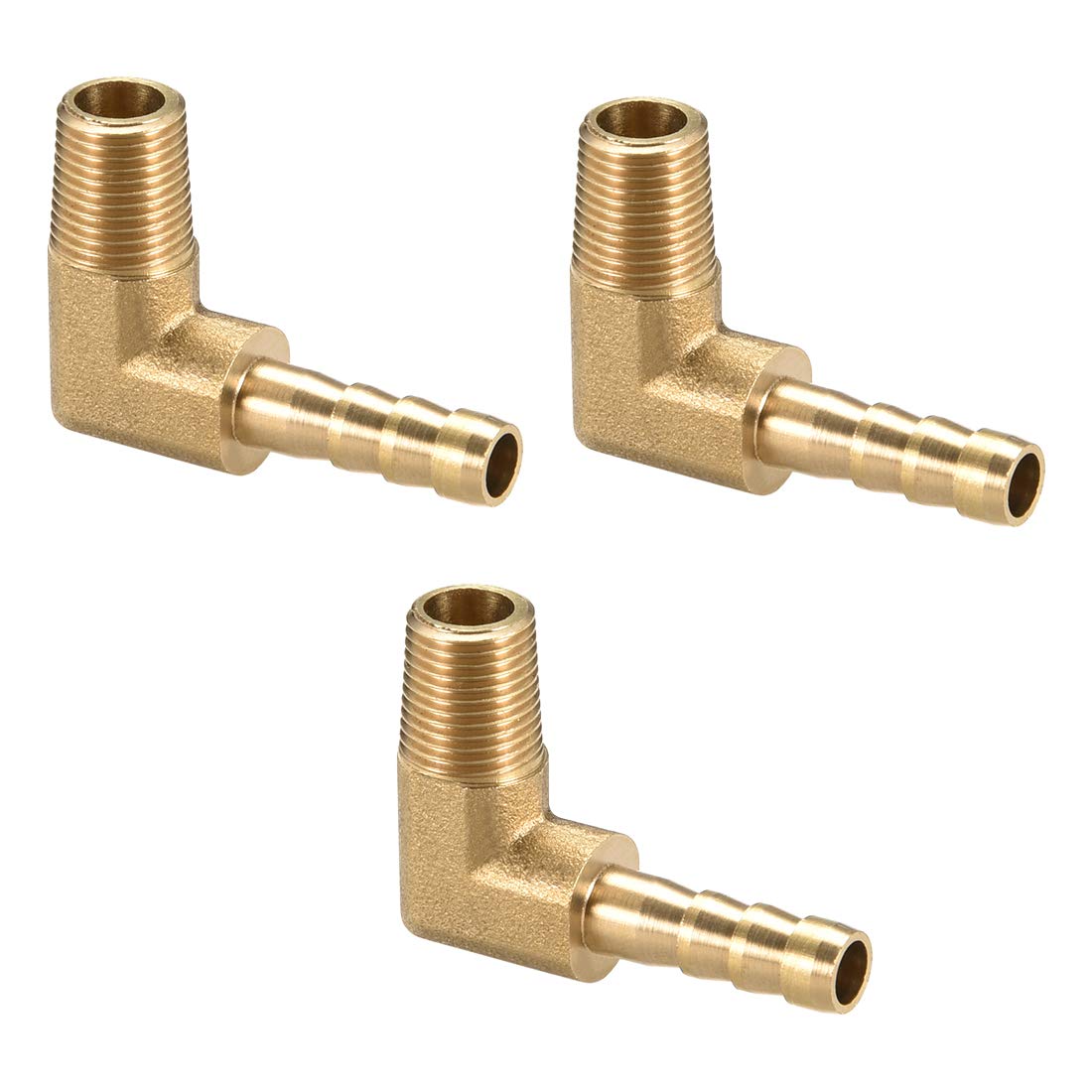 90 Degree Brass Barbed Hose Connector - 6mm Barb x 1/8