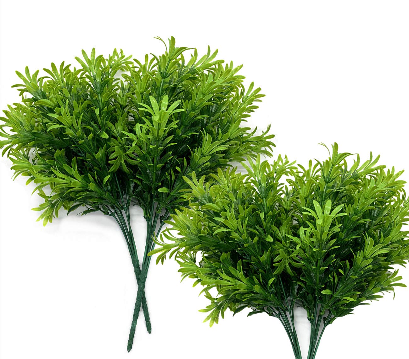 UV Resistant Artificial Plants - 4 Pack Fake Greenery Plastic Shrubs & Soft Grass for Indoor/Outdoor Decor | Perfect for Home, Garden, Wedding Centerpieces & Planter Filler | Durable Decoration for Patio, Veranda & Table Settings