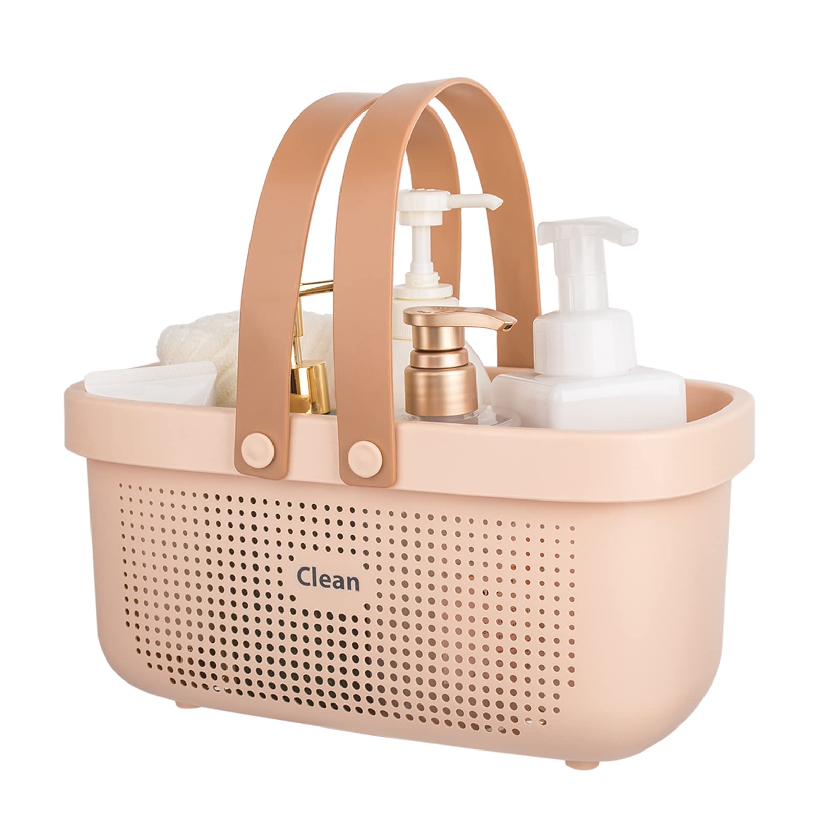 JiatuA Plastic Storage Basket with Handle - Portable Shower Caddy Tote Organizer for Bathroom, Kitchen, Dorm Room & Bedroom - Pink | Perfect for Organizing Toiletries, Cosmetics, Toys & Household Items