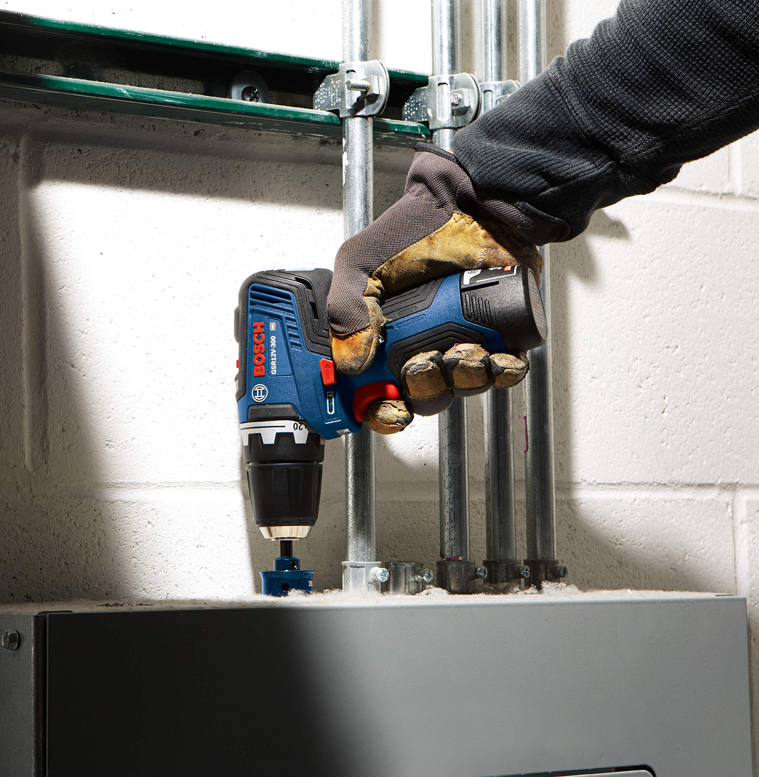 BOSCH GSR12V-300B22 12V Max EC Brushless 3/8 Inch Cordless Drill Driver Kit with 2 Batteries - Perfect for DIY Projects, Home Repairs, and Professional Construction Work