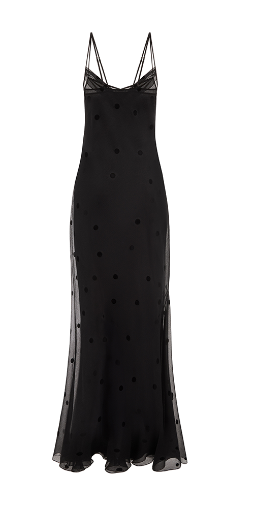 Coletta Sheer Polka Dot Maxi Dress for Women - Flowy Summer Beach Dress with Long Sleeves, Elegant Boho Style for Vacation, Party, and Date Night