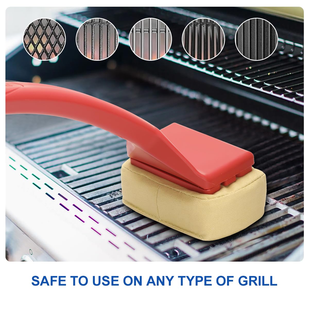 LANMU BBQ Replaceable Scraper Cleaning Head for GR-Scraper-S - Bristle-Free Grill Brush Replacement Head for Cast Iron & Stainless Steel Grates - Safe & Durable Grill Cleaning Tool for Outdoor BBQ, Camping & Backyard Cooking