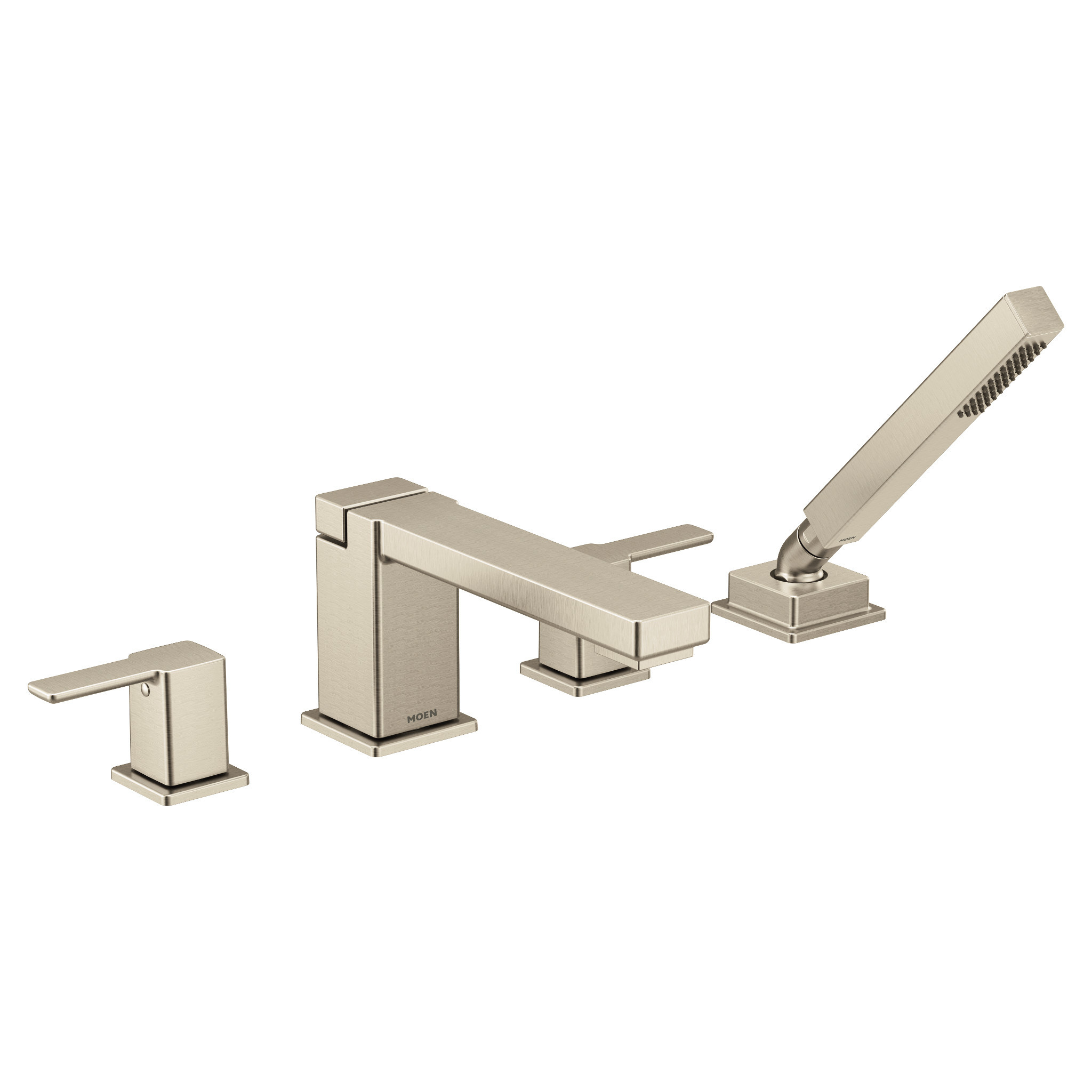 90 Degree Chrome Two Handle High Arc Roman Tub Faucet with Hand Shower - Perfect for Bathroom Renovation and Luxury Spa Experience