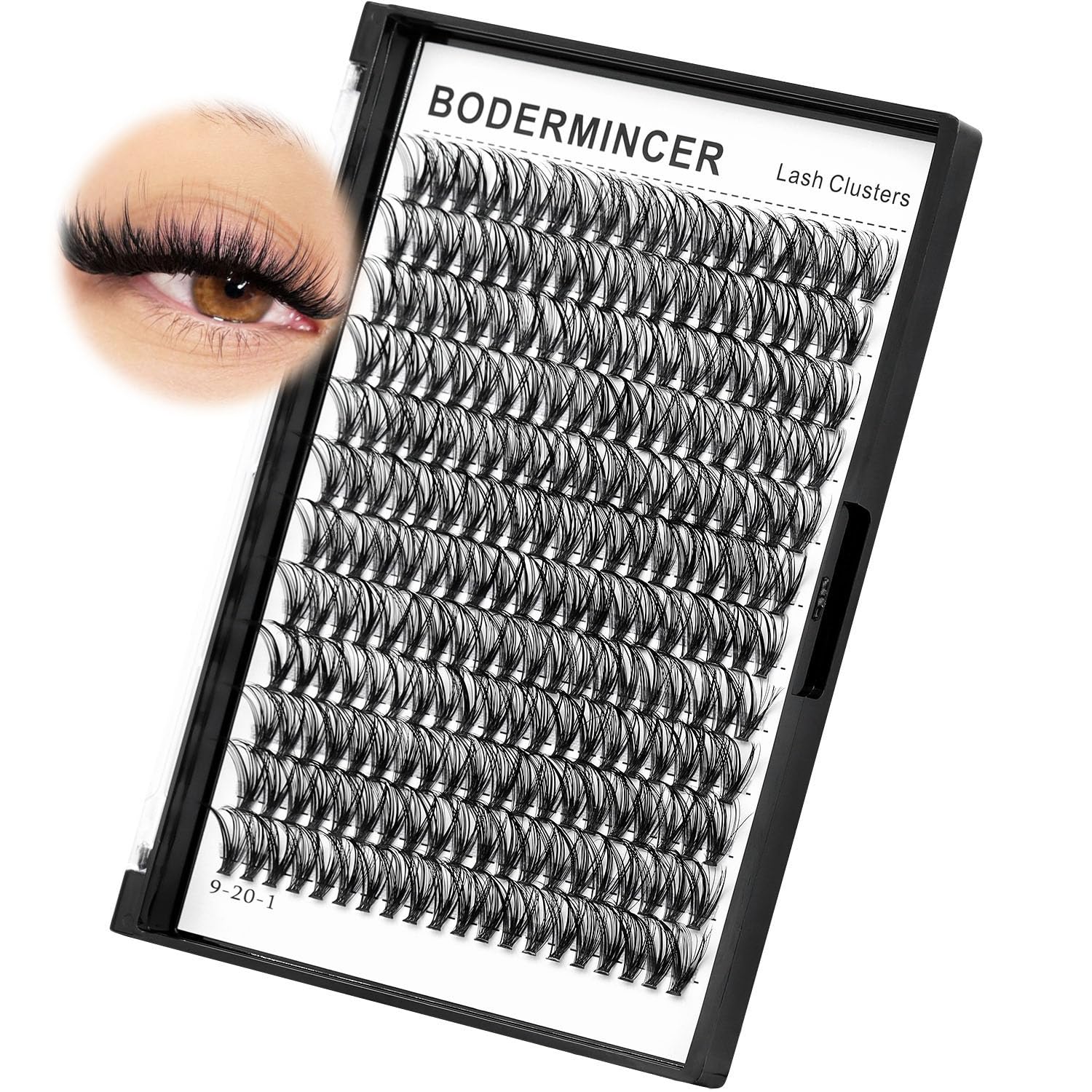 Bodermincer Black Cluster Lashes 240pcs - 20D/40D DIY Eyelash Extension Kit with D Curl Long Individual Lashes, Mixed Tray Faux Mink Lash Clusters (8-22mm) - Perfect for Salon, Bridal & Party Makeup
