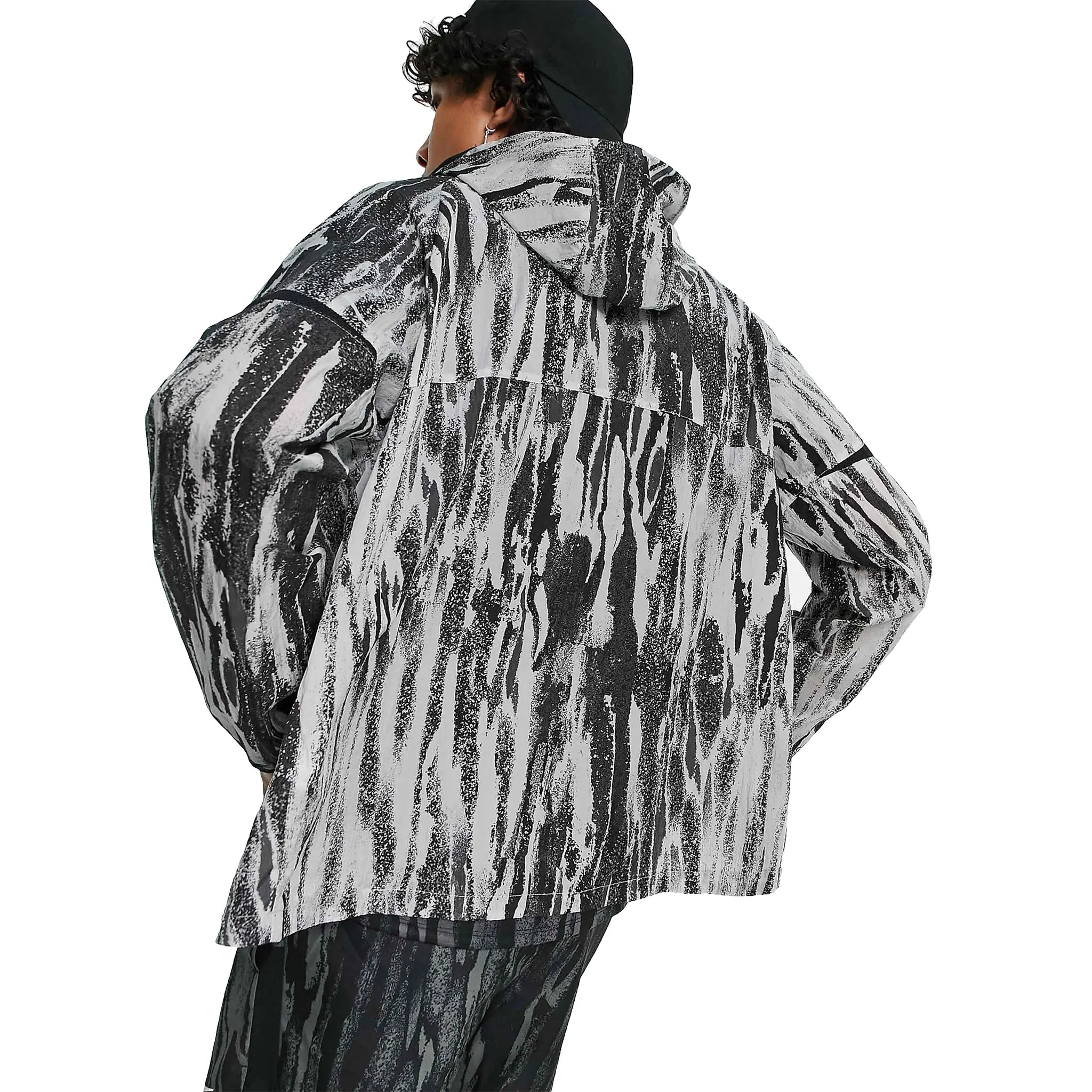 Nike Running Wild Run Zebra Print Grey Windrunner Jacket - Lightweight Athletic Running Hoodie for Men & Women - Perfect for Jogging, Gym Workouts & Outdoor Sports