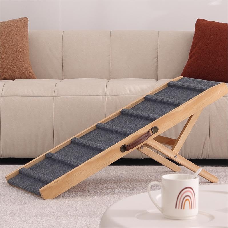 Large Dog Pet Ramp for Beds, Cars & Couches - Adjustable Dog Stairs for Small & Big Dogs - Portable Ramp for SUV, Truck & Furniture Access - Perfect for Elderly Pets & Post-Surgery Recovery