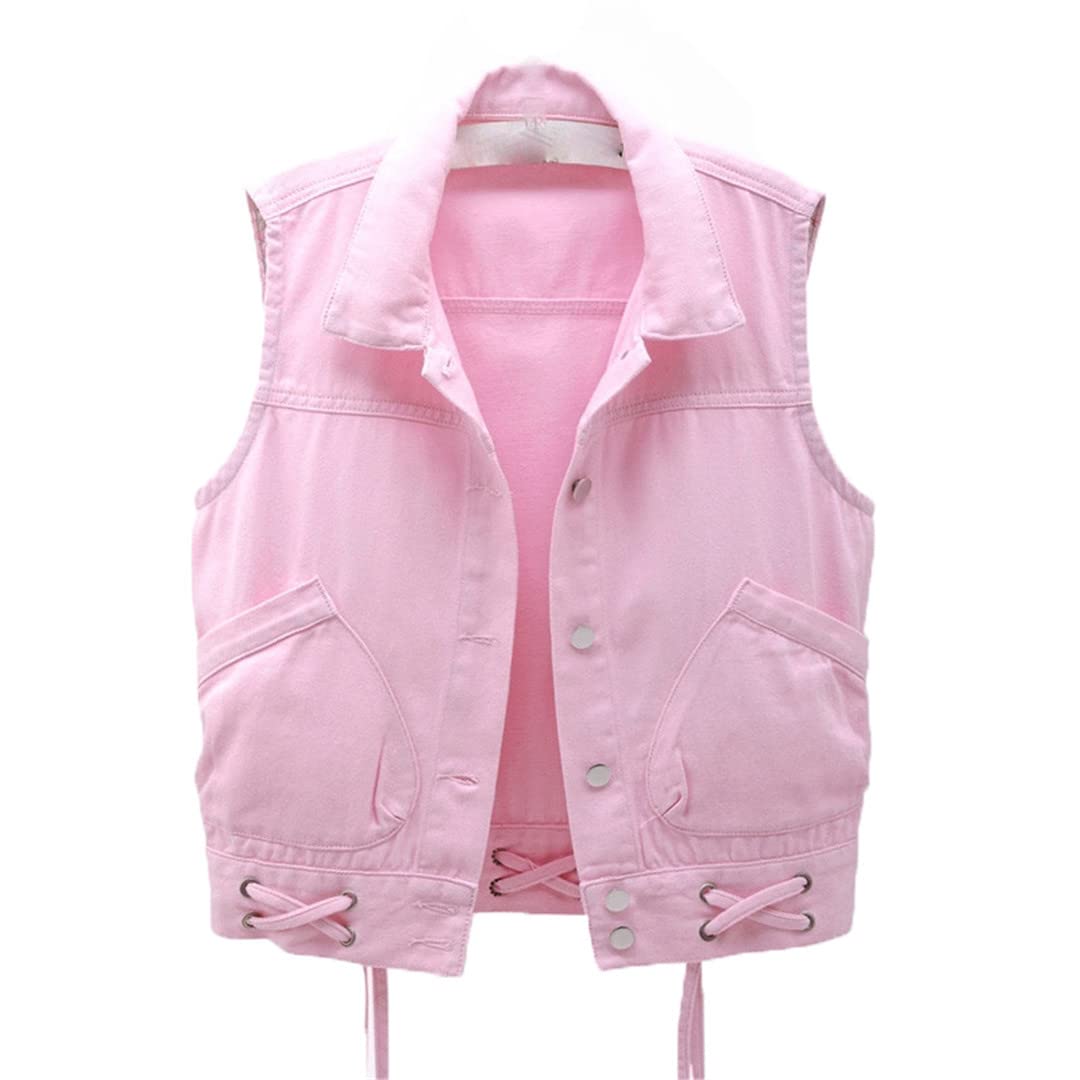 Women's Denim Vest Jacket - Sleeveless Summer Waistcoat with Pockets | Casual Outerwear for Street Style, Music Festivals & Layering Outfits