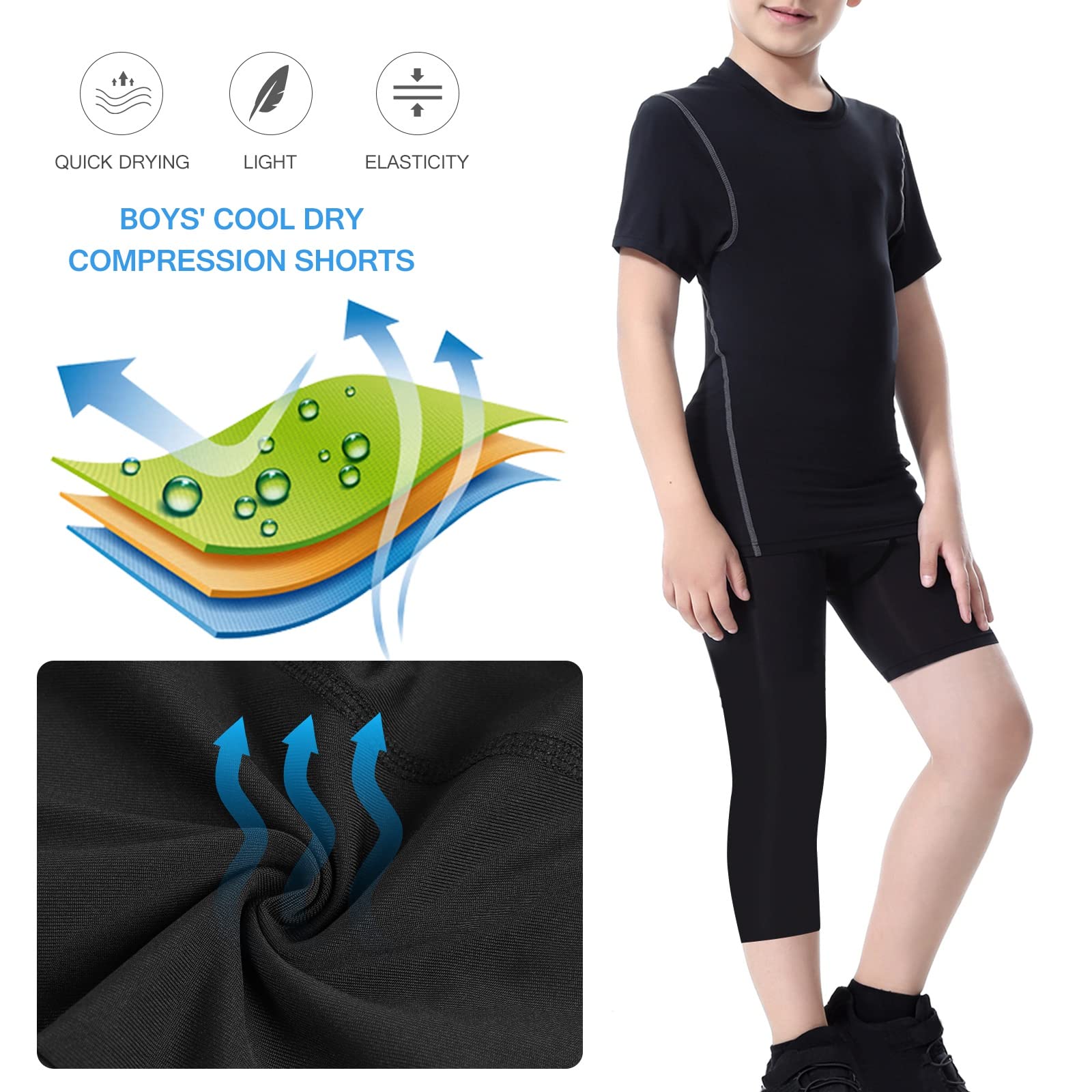 Kids Hover Shoes & Youth Compression Pants - Athletic Leggings, One-Leg Sports Shorts for Running, Basketball, Soccer | Base Layer for Active Play & Training