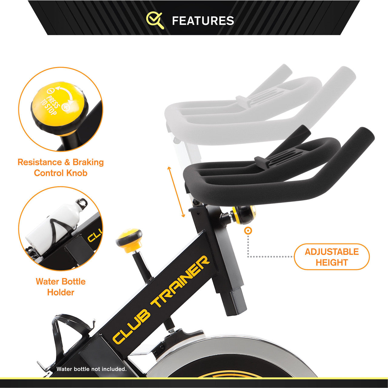 Circuit Fitness AMZ 955BK BT Indoor Cycling Bike - 40 lbs Flywheel, Bluetooth Connectivity, Quiet Belt Drive System | Home Gym Cardio Workout Equipment for Weight Loss & Fitness Training