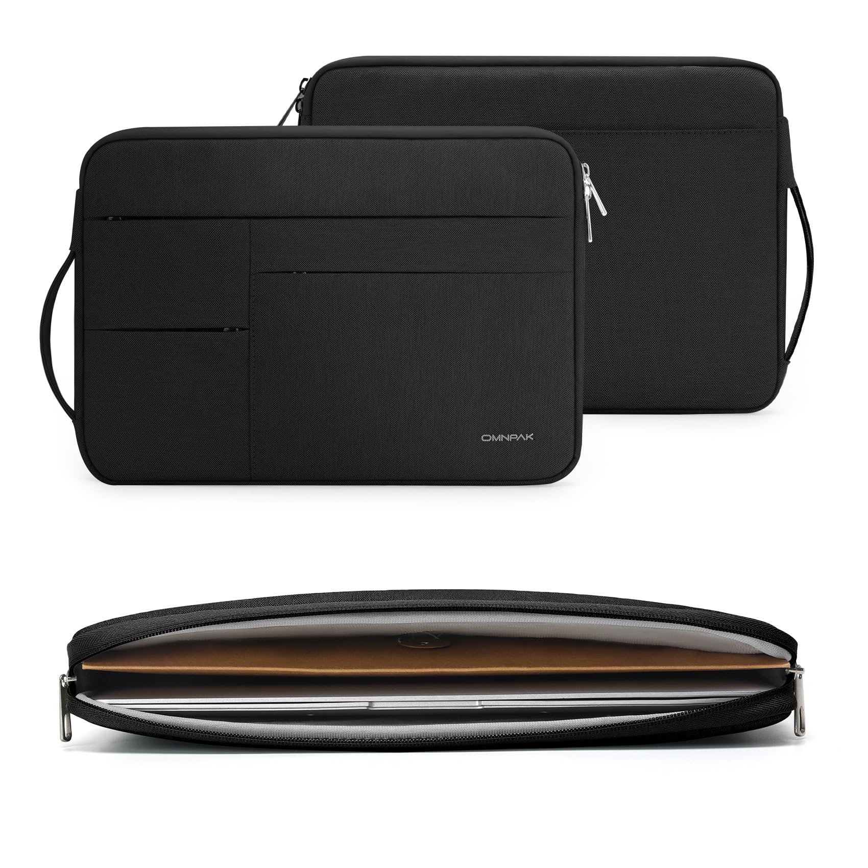 Omnpak 13.6 Inch MacBook Air M4/M3/M2/M1 Protective Laptop Sleeve Case - Padded Water-Resistant Cover with Multi-Pocket & Handle, Also Compatible with MacBook Pro 13 M2/M1 - Perfect for Travel, Office & School Use