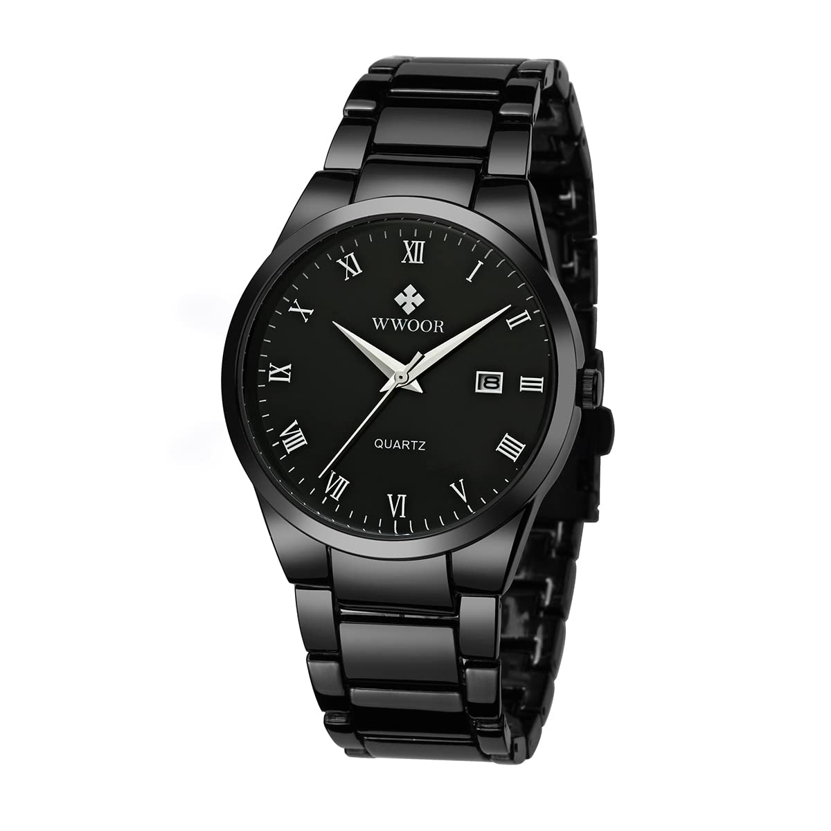 Men's Black Gold Quartz Watch - Waterproof Stainless Steel for Casual & Date Display