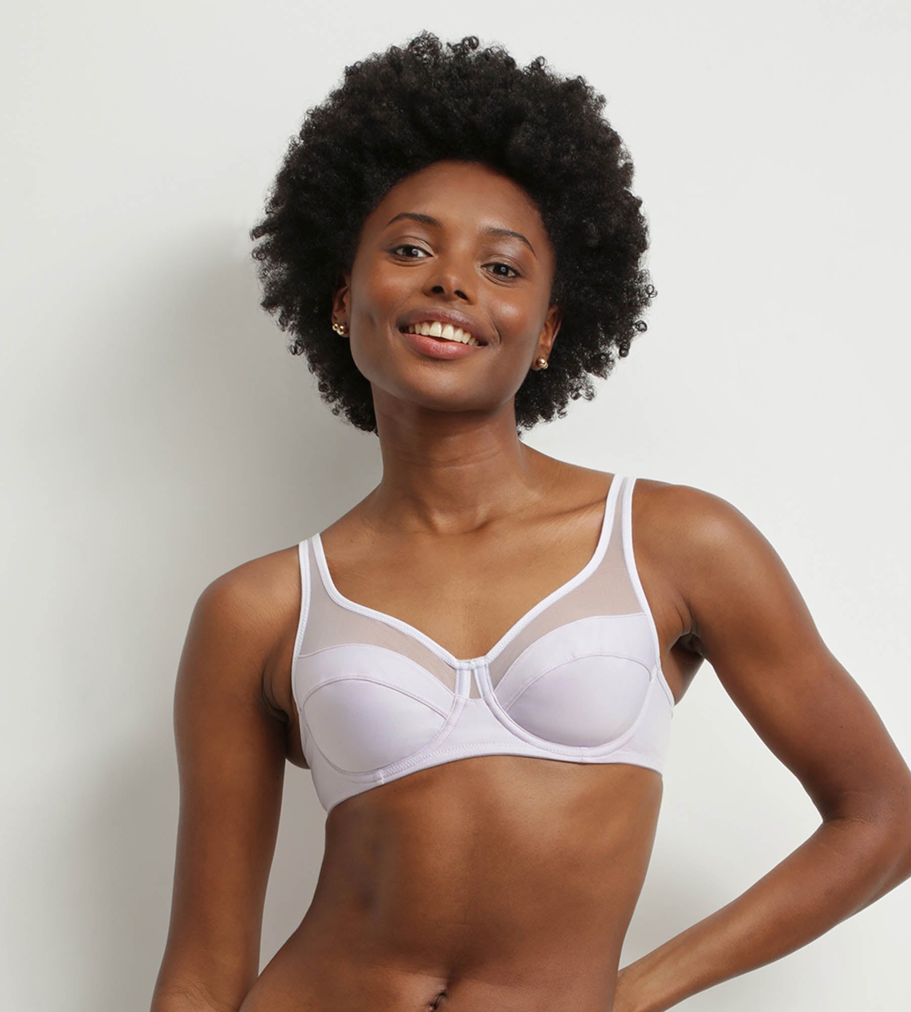 Dim Generous Underwire Bra - Microfiber & Tulle Support in Violet Gray | Perfect for Everyday Comfort & Special Occasions