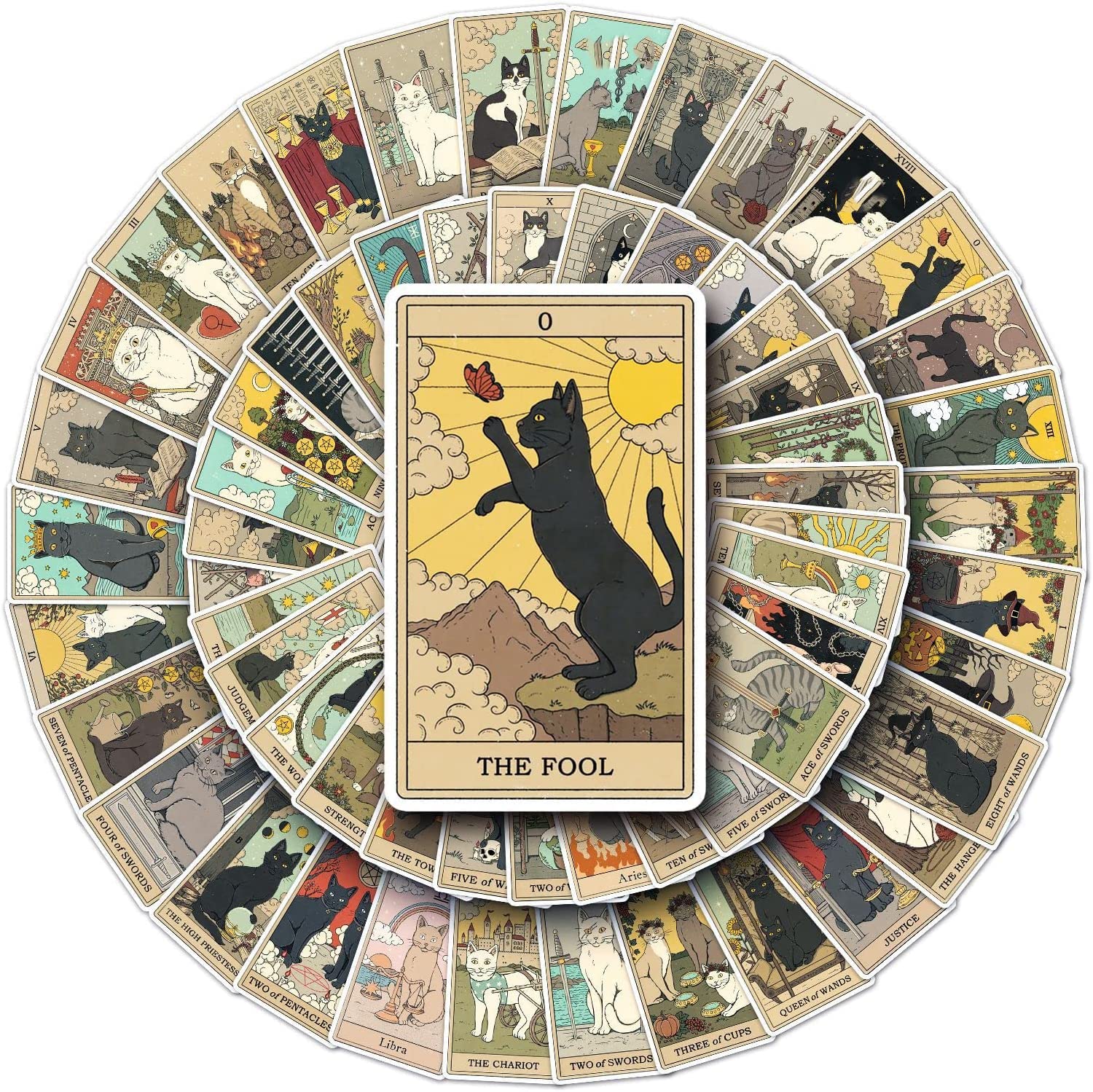 62 Pack Tarot Myth Magic Astrology Divination Stickers - Waterproof Vinyl Decals for Laptop, Water Bottle, Hydro Flask, Skateboard & Phone - Perfect for Teens, Adults & Girls - Enhance Your Future Love & Fortune Readings