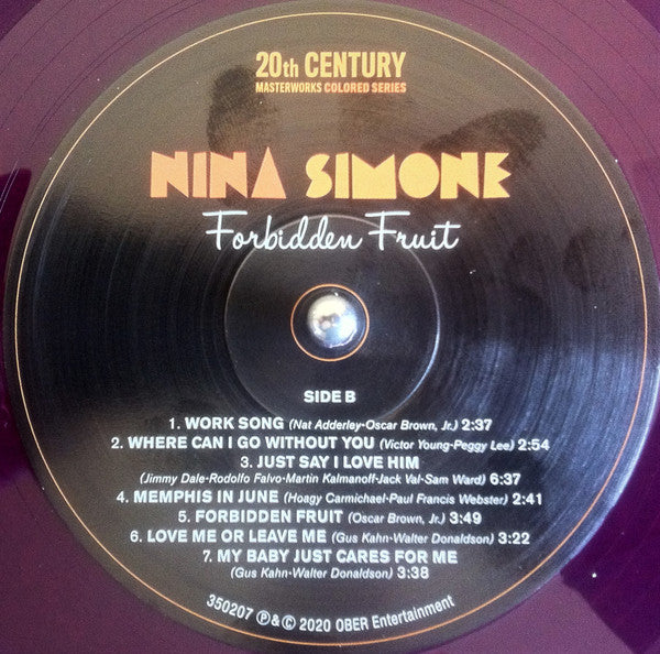 Nina Simone - Forbidden Fruit Limited Edition Vinyl LP Album (Reissue, Purple Vinyl, Mint Condition) - Perfect for Jazz Collectors & Vinyl Enthusiasts