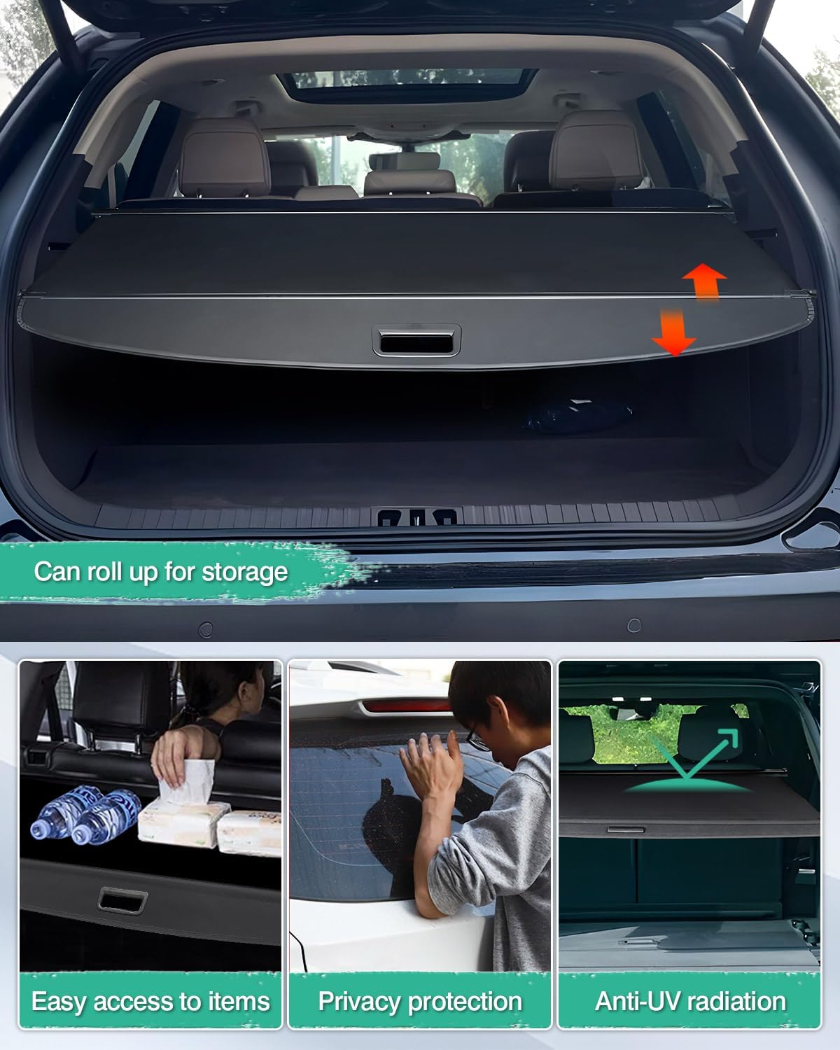 2024-2025 Lincoln Nautilus Retractable Cargo Cover - Durable Trunk Shade Protector for Luggage & Storage | Perfect for Road Trips, Grocery Hauling & Vehicle Organization