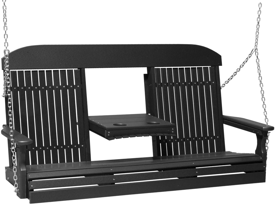 LuxCraft 5-Foot Classic Wooden Porch Swing - Outdoor Garden Patio Hanging Bench for Relaxing & Decorating Backyard, Deck, or Balcony