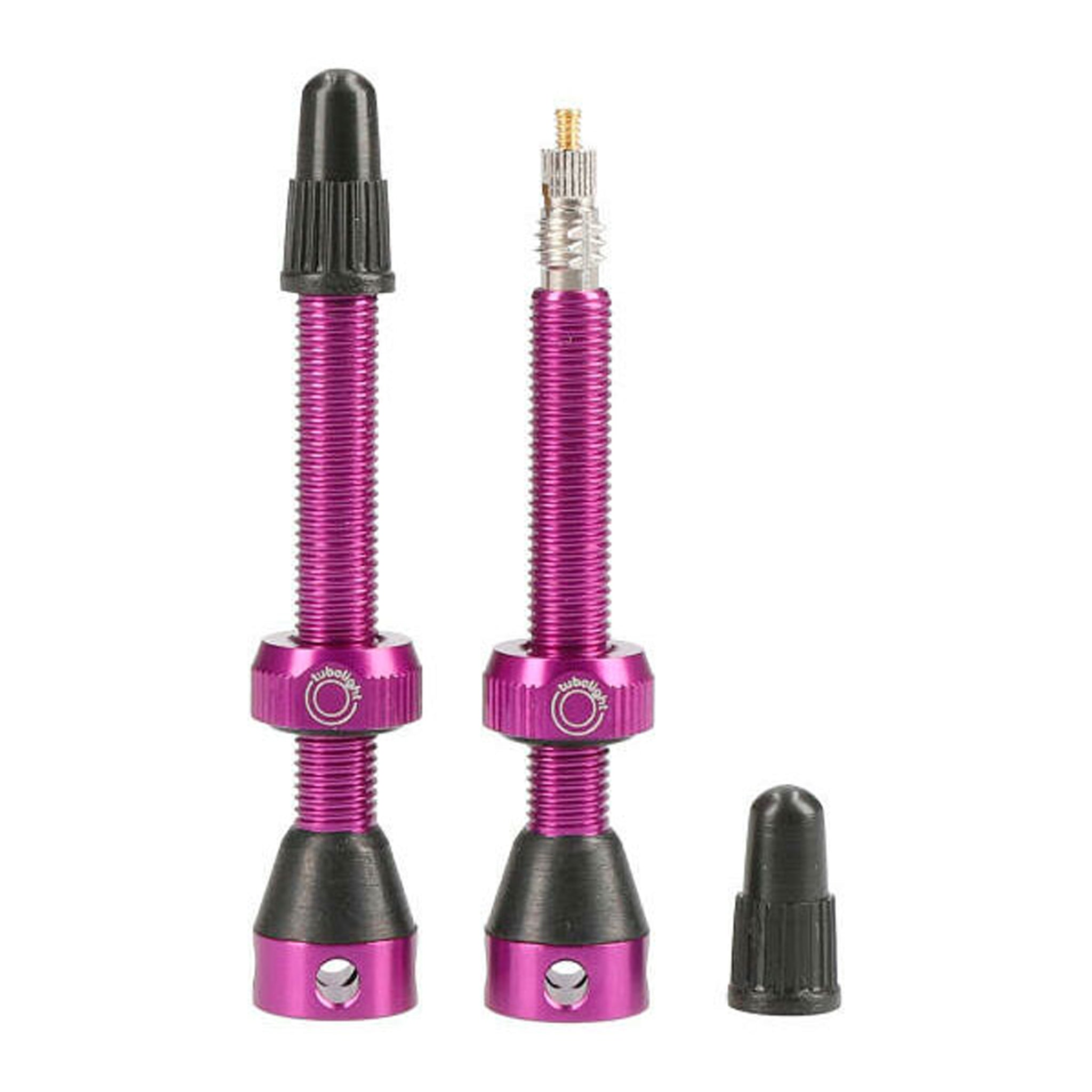 Tubeless Valve Set - 50mm Deep Purple for Bicycle & Motorcycle Tires | Presta Valve Stem for MTB, Road Bike, Scooter & More | High-Quality Tubolight Tubeless Accessories
