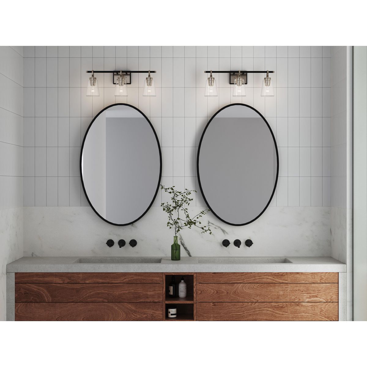 Cassell Collection 3-Light Bathroom Vanity Light Fixture - Modern Brushed Nickel Finish for Bathroom, Powder Room & Dressing Area