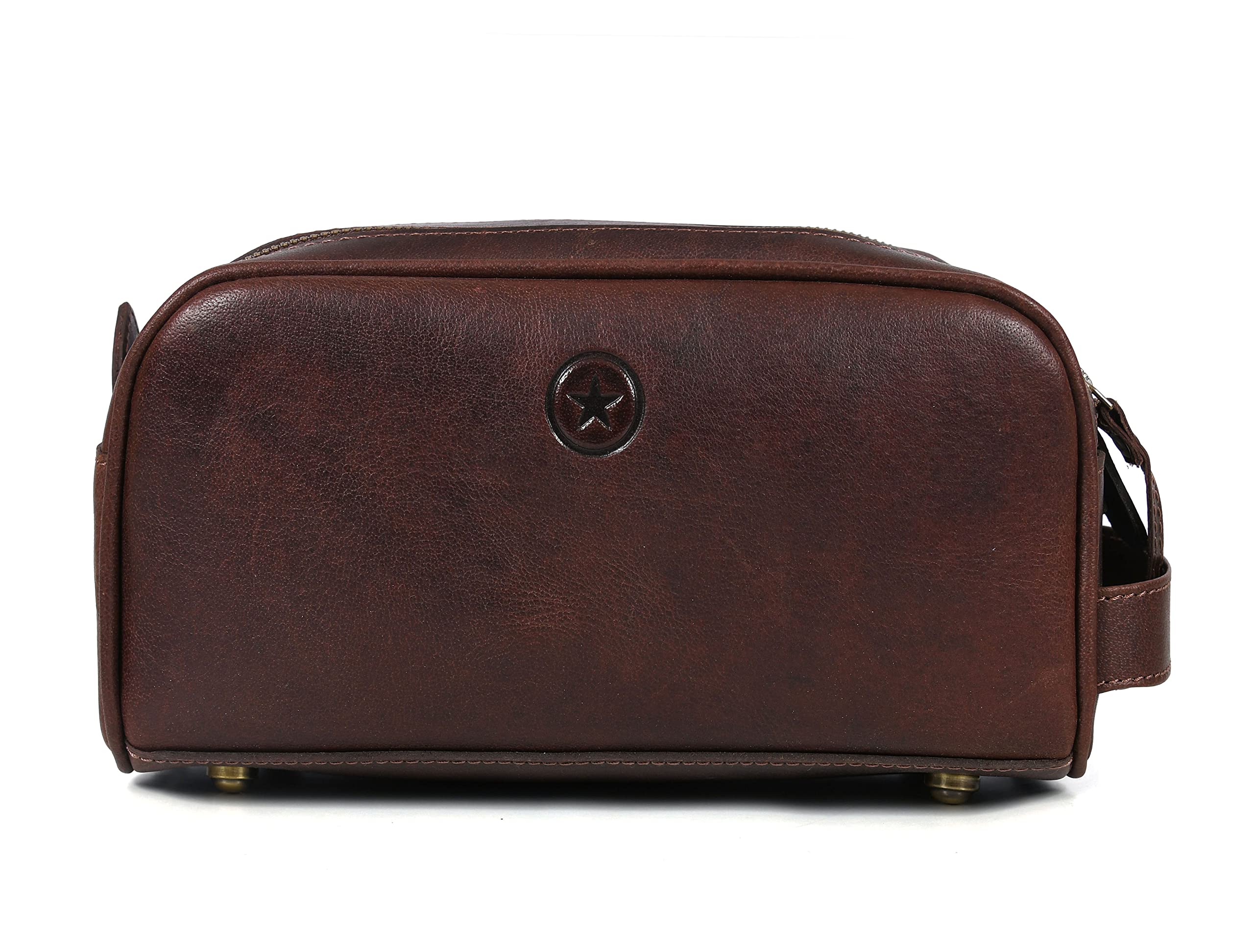 Premium Leather Toiletry Bag for Travel - Waterproof Dopp Kit by Aaron Leather Goods - Perfect for Men's Grooming Essentials & Business Trips