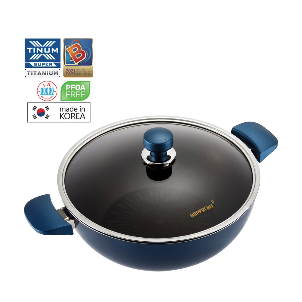Happycall Classic Titanium IH 32cm Non-Stick Chef Wok with Lid - Professional Induction Cookware for Stir Fry, Deep Frying & Asian Cooking - Perfect for Home Chefs & Restaurant Use (HEA 3900 0413)