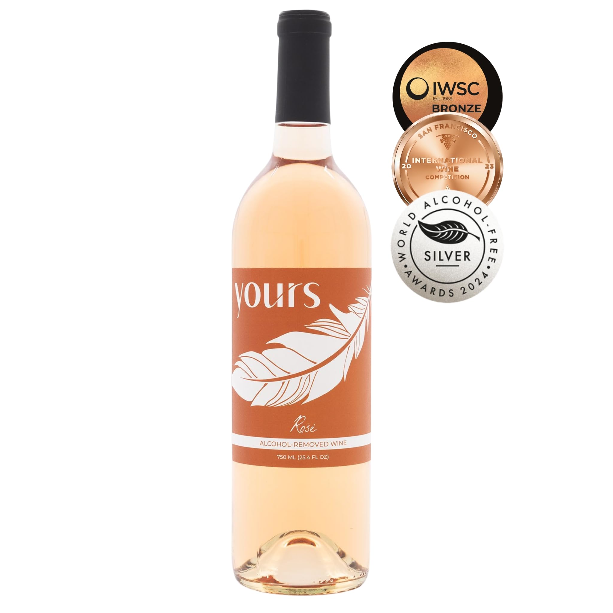 YOURS Non-Alcoholic Rose Wine - Alcohol-Free, Low-Calorie (25 Cal) & Sugar-Free | Perfect for Pregnancy, Sober Living & Healthy Lifestyle