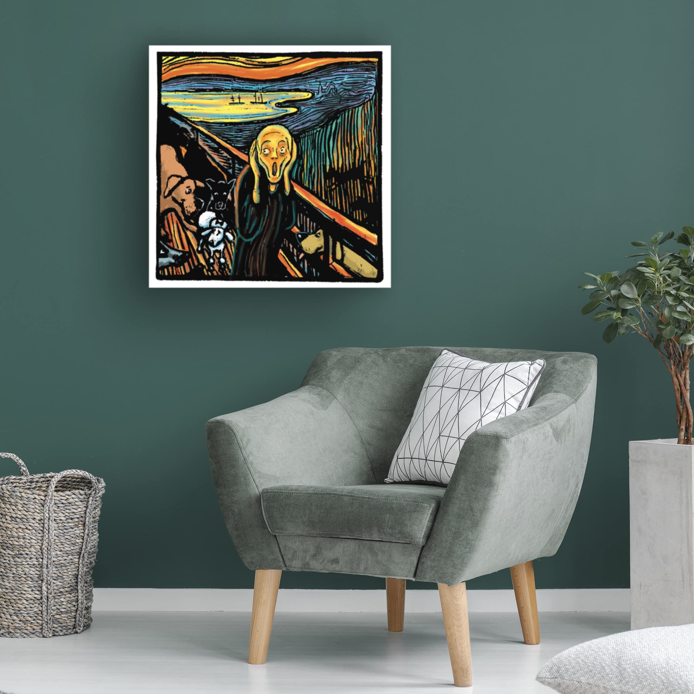 Trademark Fine Art 'Munch Dog' Canvas Wall Art by Chameleon Design - Modern Home Decor for Living Room, Bedroom & Office