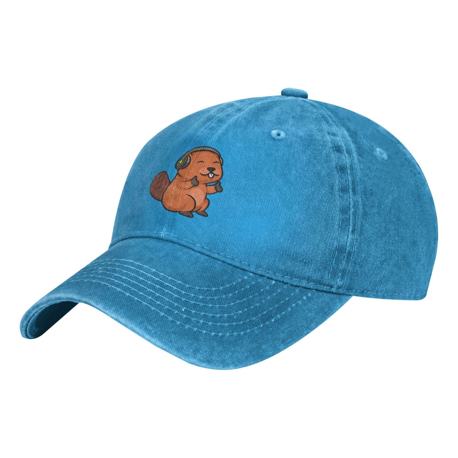 Stylish Adjustable Beaver Design Baseball Cap with Headphones - Vintage Cowboy Hat for Men & Women - Perfect for Outdoor Activities, Music Festivals, and Casual Wear