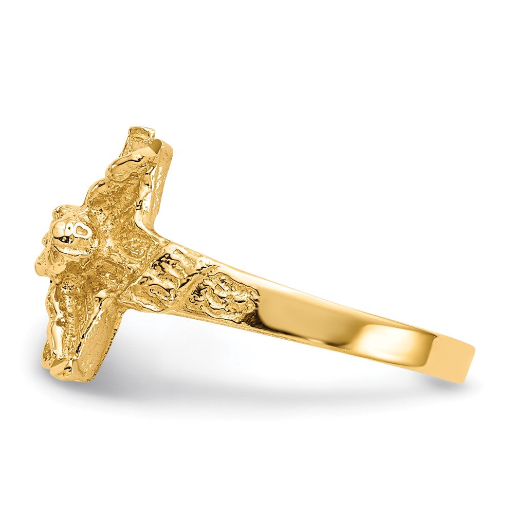 Gold Diamond Cut Crucifix Ring Model K3968 - Elegant Religious Jewelry for Men & Women, Perfect for Gifts, Weddings, and Everyday Wear