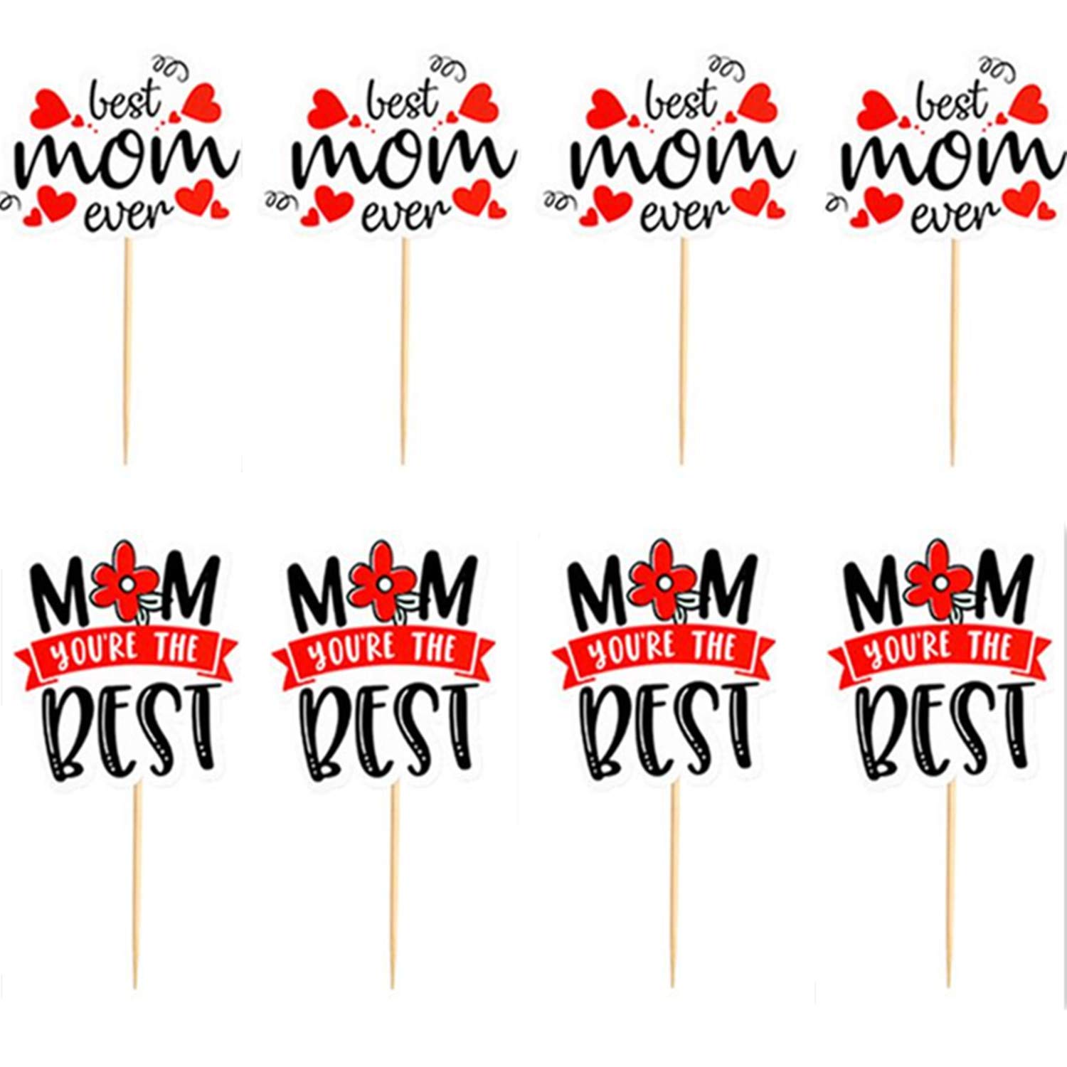 20-Piece Mother's Day Cake Decorations Set - Best Mom Cupcake Toppers & Happy Mother's Day Cake Picks - Birthday Party Supplies for Mother's Day Celebrations, Baby Showers & Special Occasions