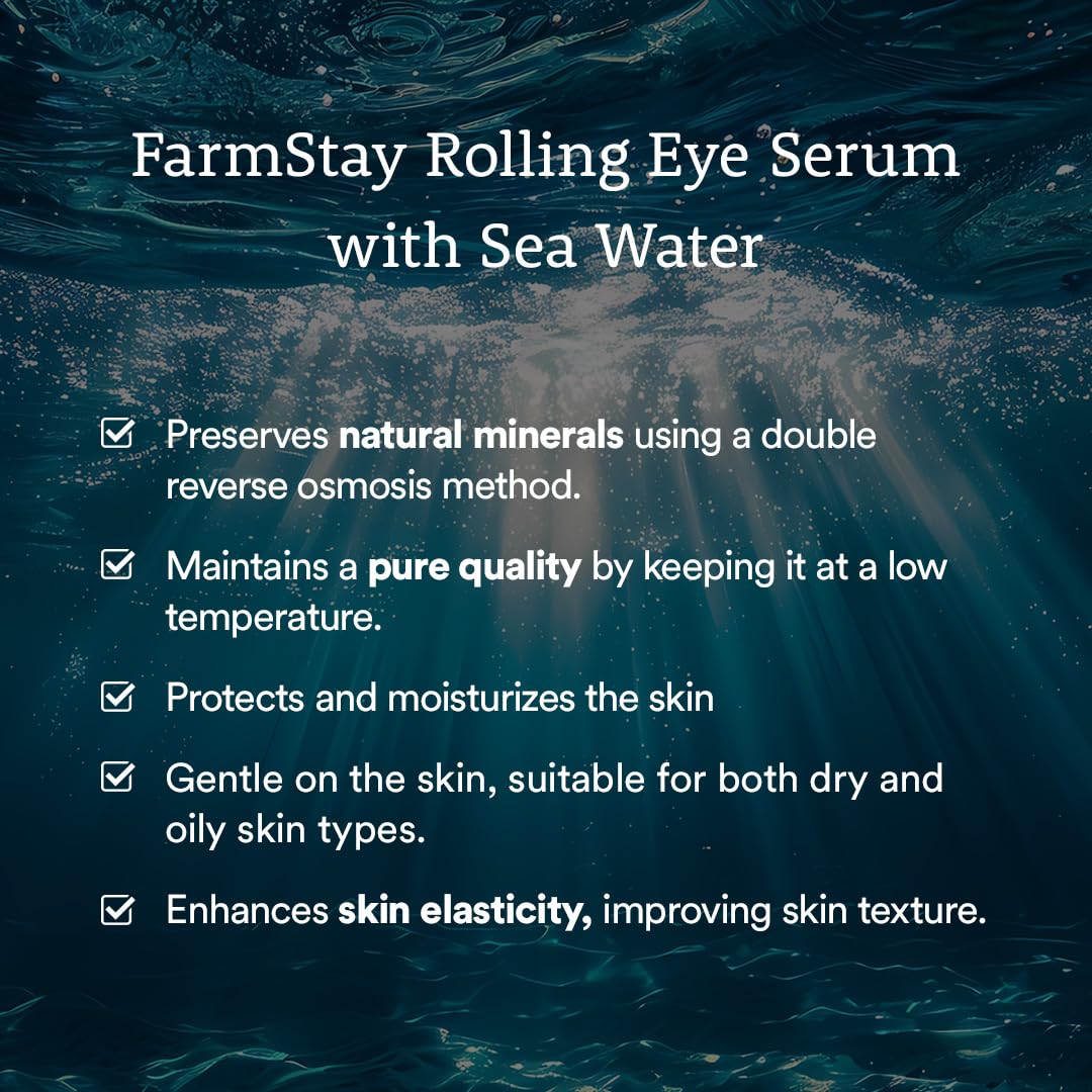 Farmstay Hyaluronic Acid Roll-on Eye Serum with 2% Niacinamide & Collagen – Korean Eye Roller for Dark Circles, Puffy Eyes & Wrinkles – Hydrating & Anti-Aging Eye Care – 0.84 fl. oz – Perfect for Morning Routine & Night Skincare