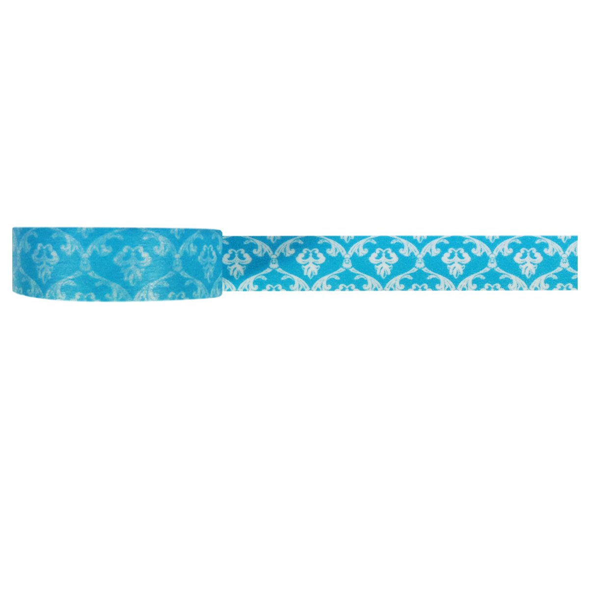 Wrapables Japanese Washi Masking Tape - Blue Damask Pattern for Scrapbooking, Journaling, Gift Wrapping & DIY Crafts