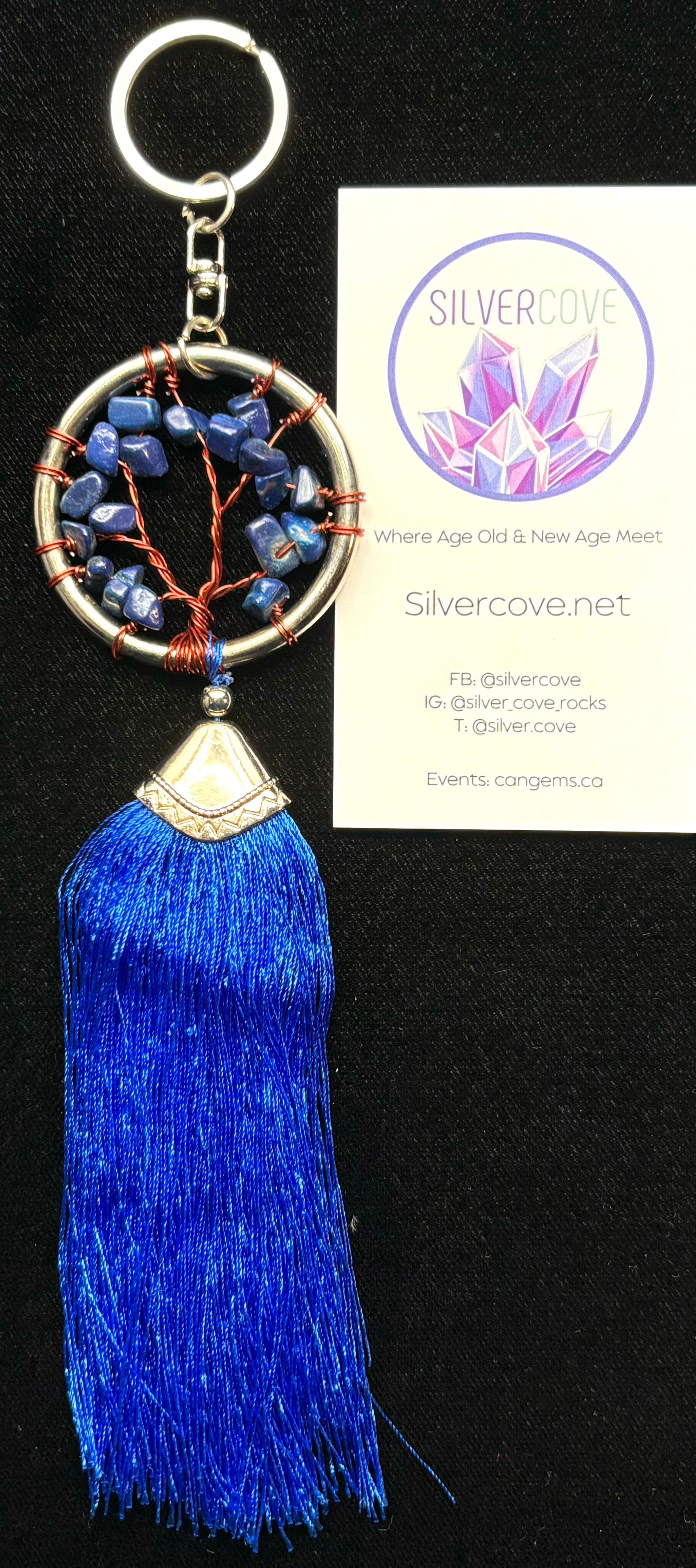 Dark Blue Tree of Life Keychain - Large Size Spiritual Gift for Men & Women - Perfect for Car Keys, House Keys, and Backpack Accessories