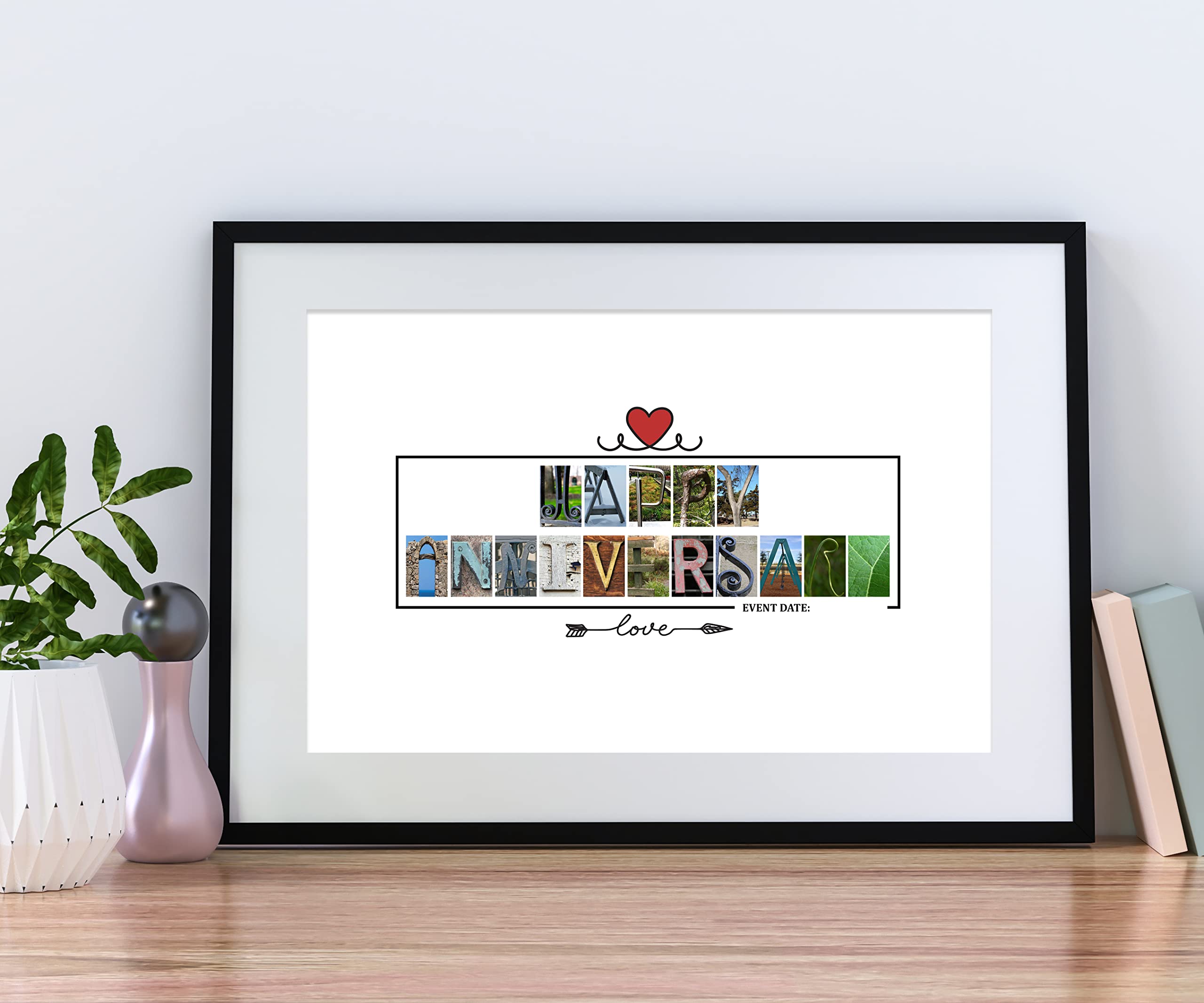 Happy Anniversary Signature Poster - Large Guest Book Alternative for Couples | 11x17 Anniversary Party Decoration Supplies | Wall Art Decor for Men & Women | Perfect for Wedding Anniversaries, Vow Renewals & Romantic Celebrations