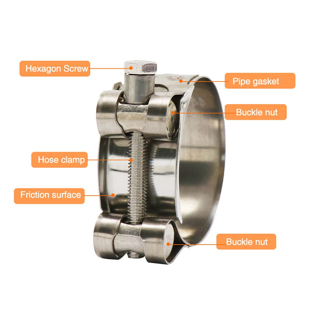GZYF 1pc Stainless Steel Exhaust Pipe Muffler Clamp for 26-28mm Pipes - Universal Fit for Cars, Trucks & Motorcycles - Durable Automotive Exhaust System Repair Part