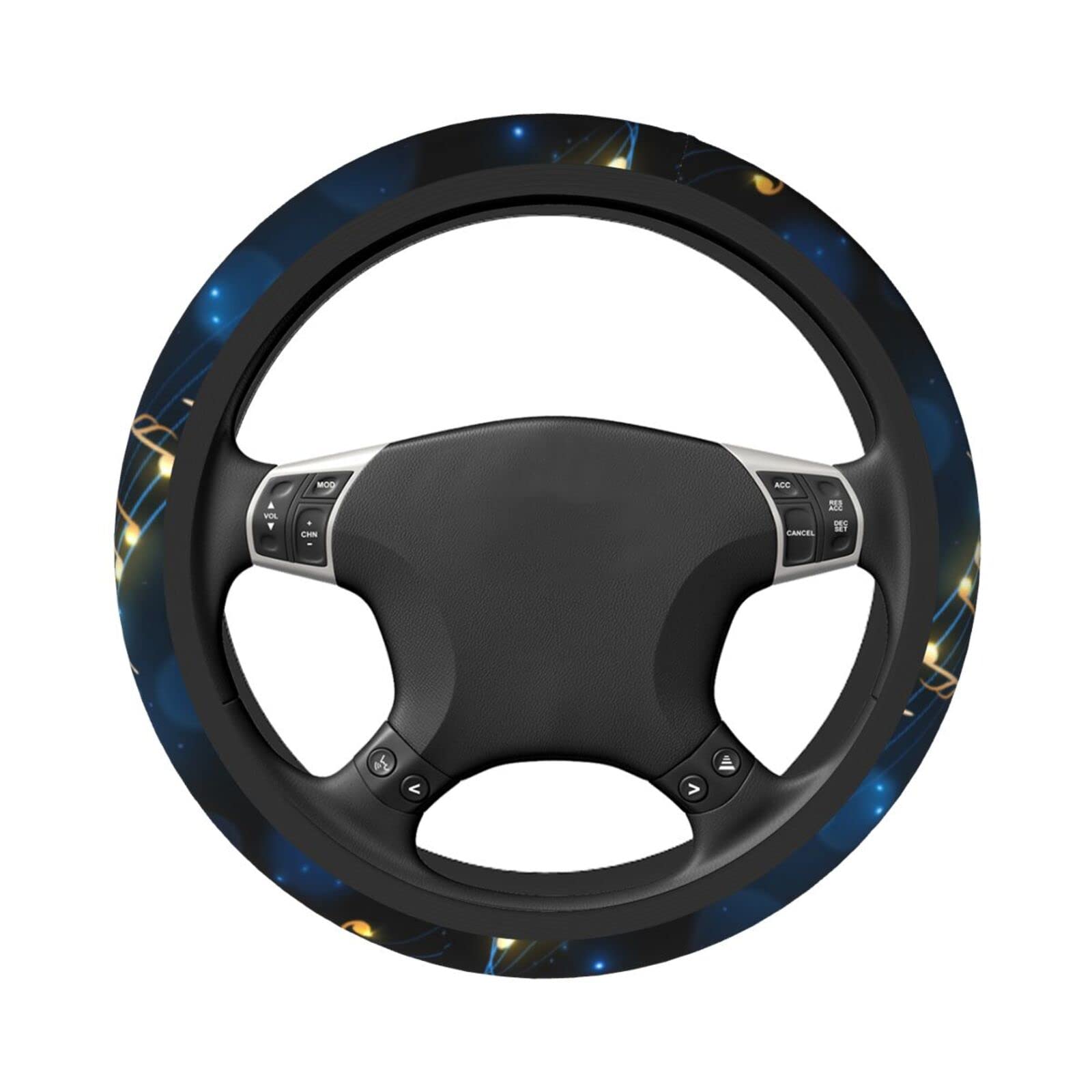 Universal 15 Inch Navy Music Note Steering Wheel Cover - Neoprene Car Wheel Protector with Music Notes Print - Cute Automotive Accessories for Cars, Trucks & SUVs - Perfect for Music Lovers & Gift Giving